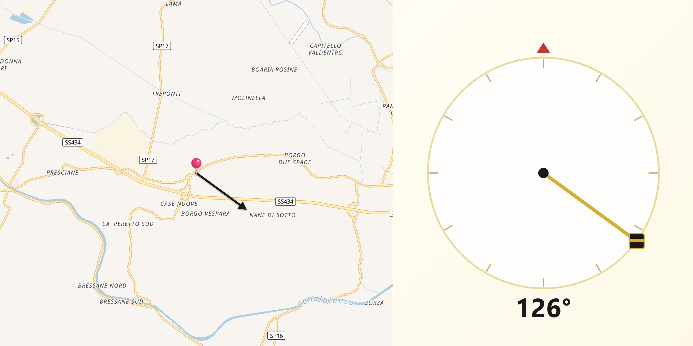 Direzione della Qibla da San Bellino