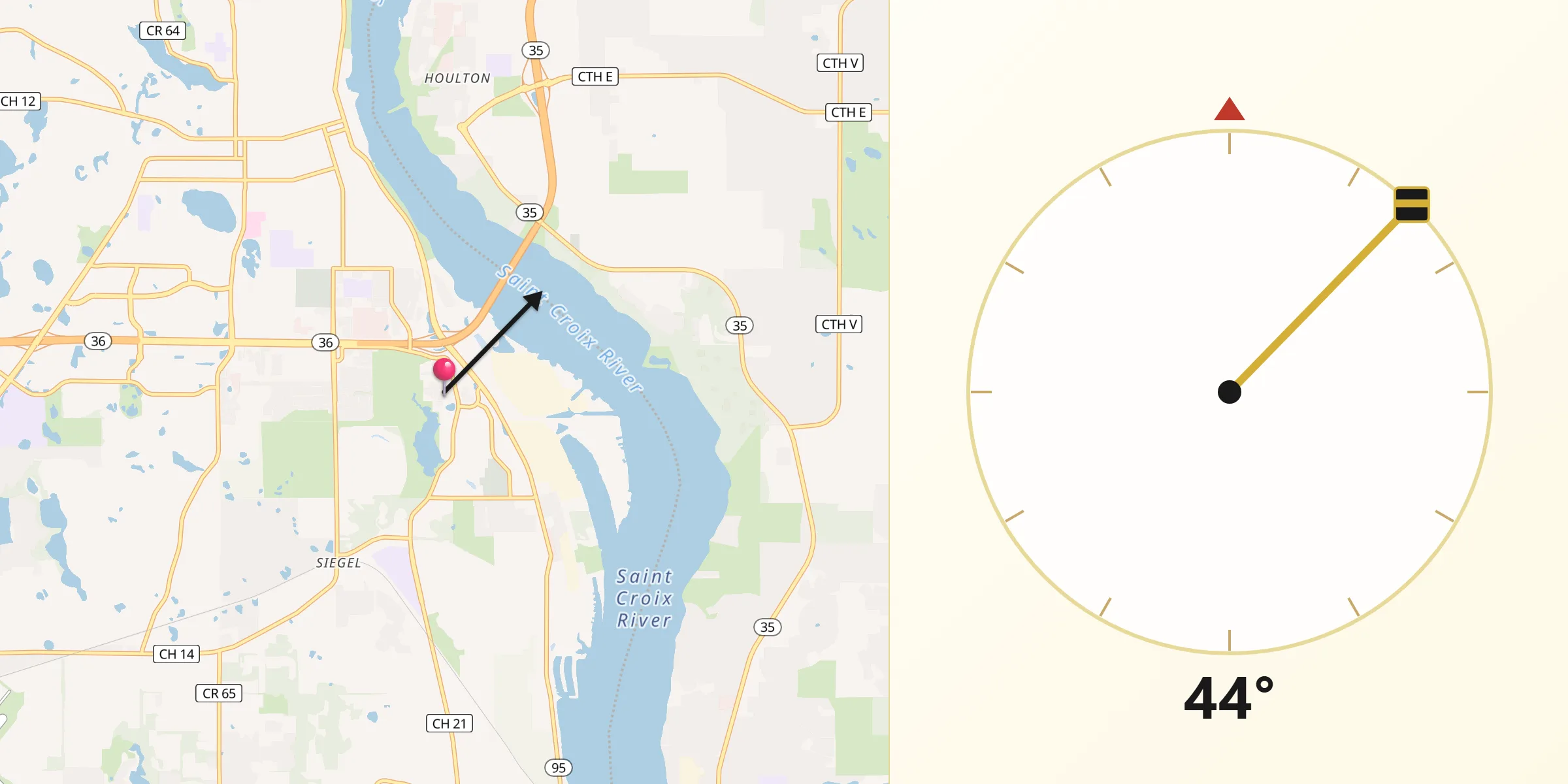 Qibla Direction from Oak Park Heights