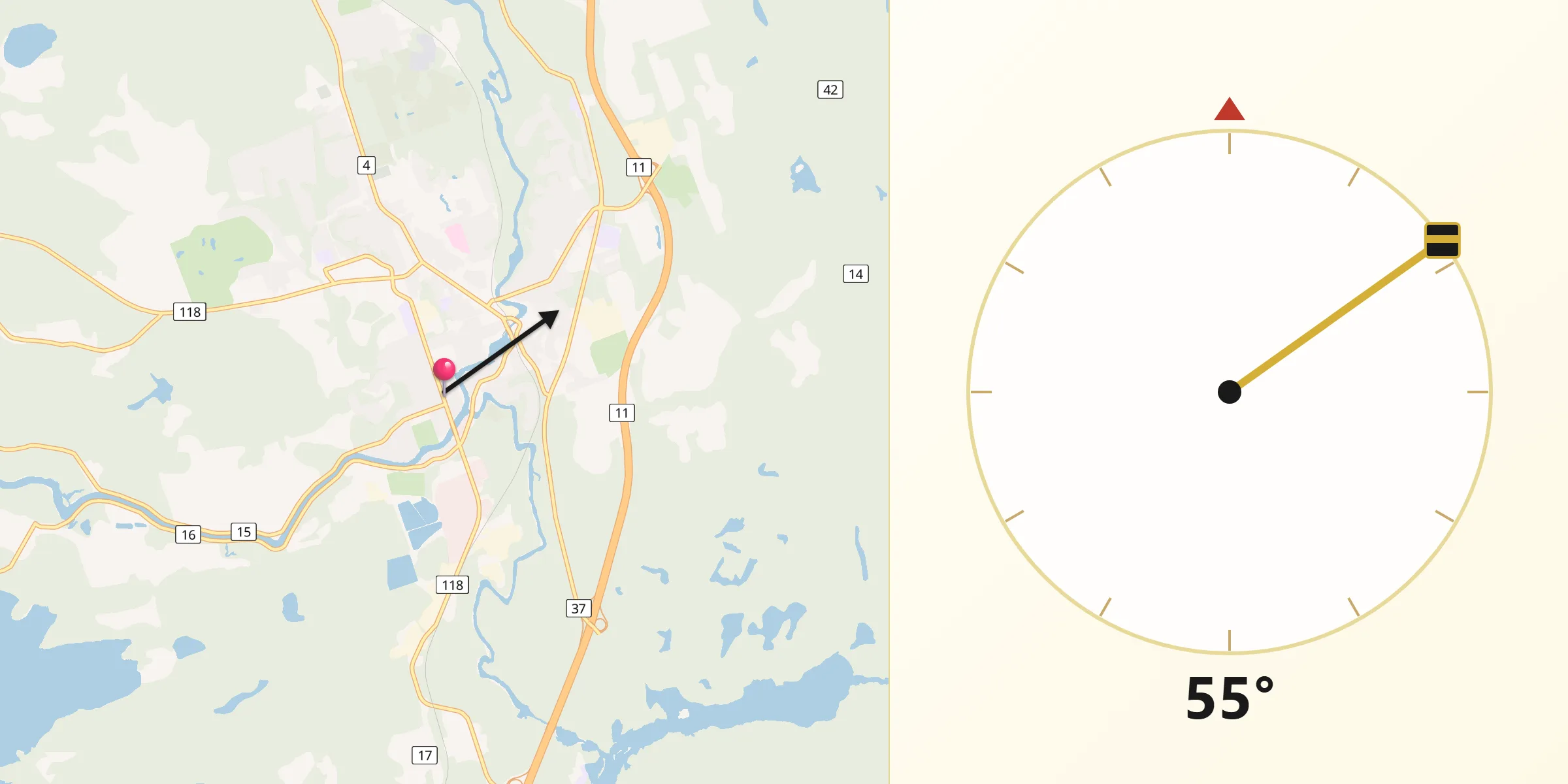 Qibla Direction from Bracebridge