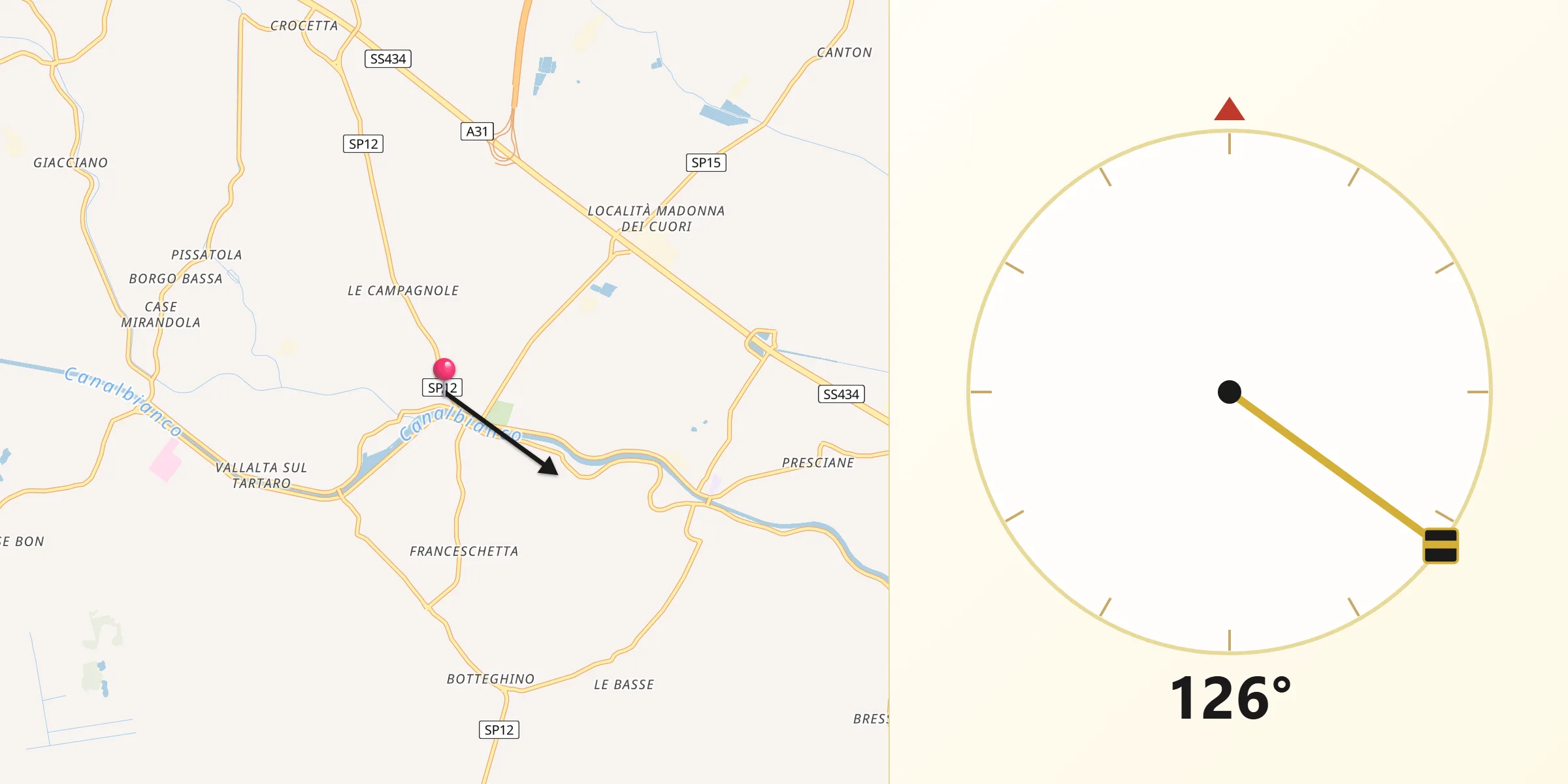 Direzione della Qibla da Canda
