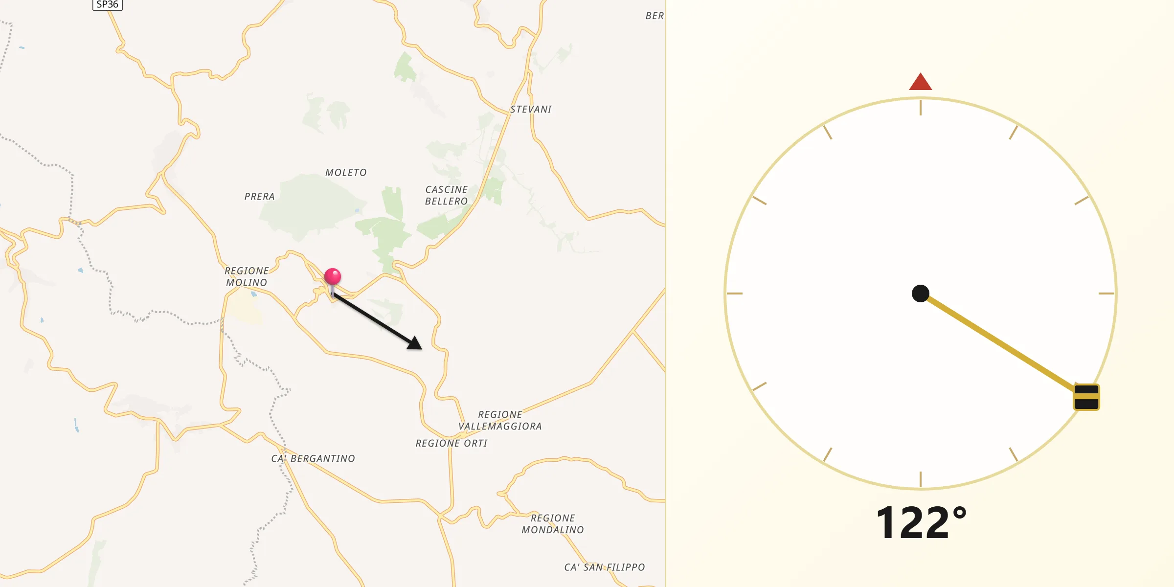 Direzione della Qibla da Olivola