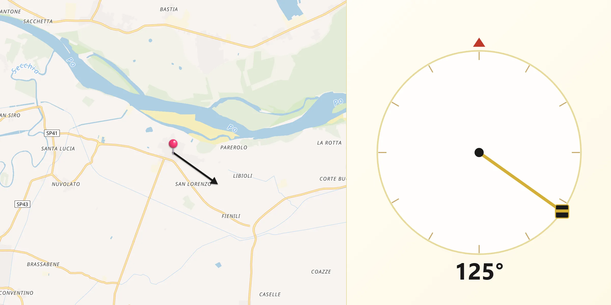 Direzione della Qibla da Quingentole