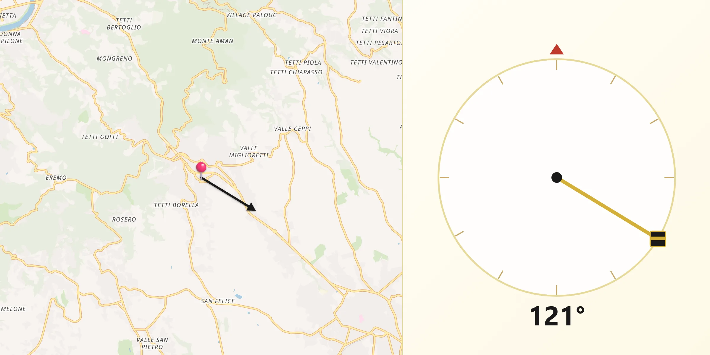 Direzione della Qibla da Pino Torinese