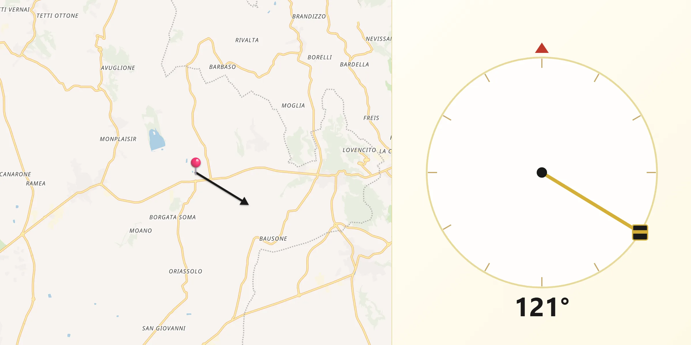 Direzione della Qibla da Arignano