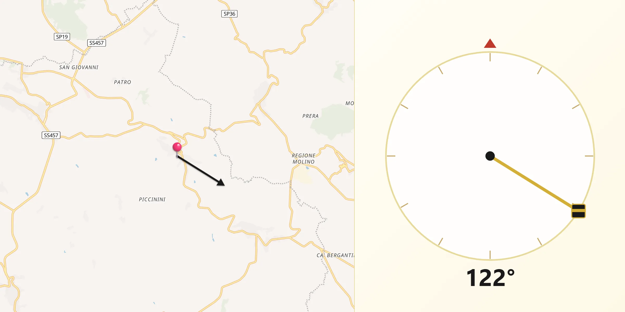 Direzione della Qibla da Grazzano Badoglio