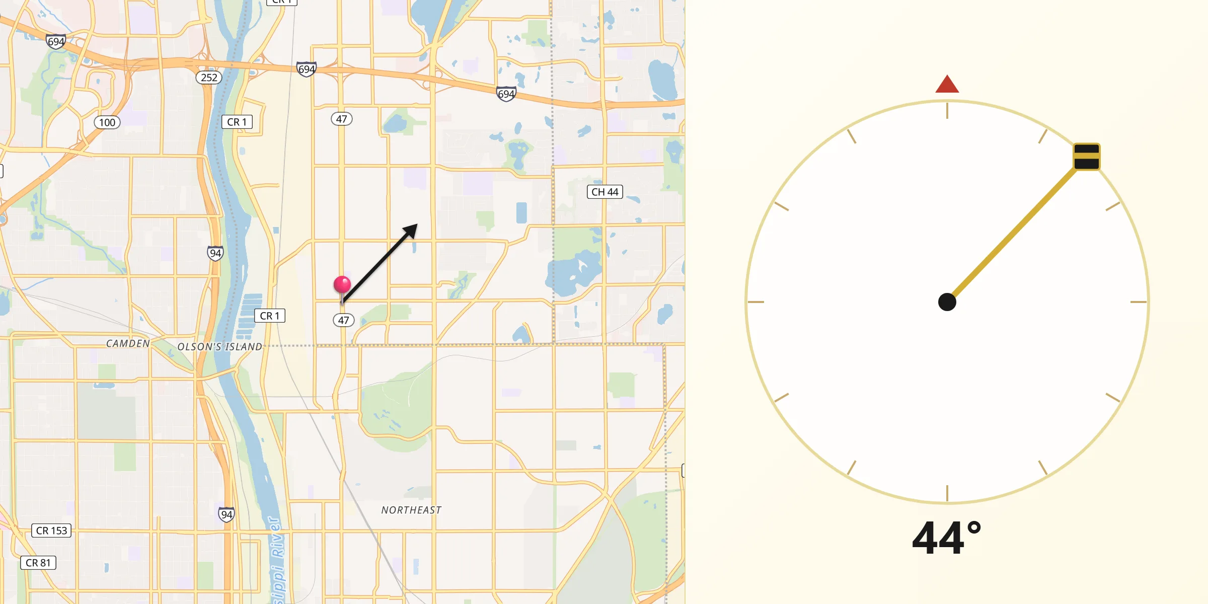 Qibla Direction from Columbia Heights