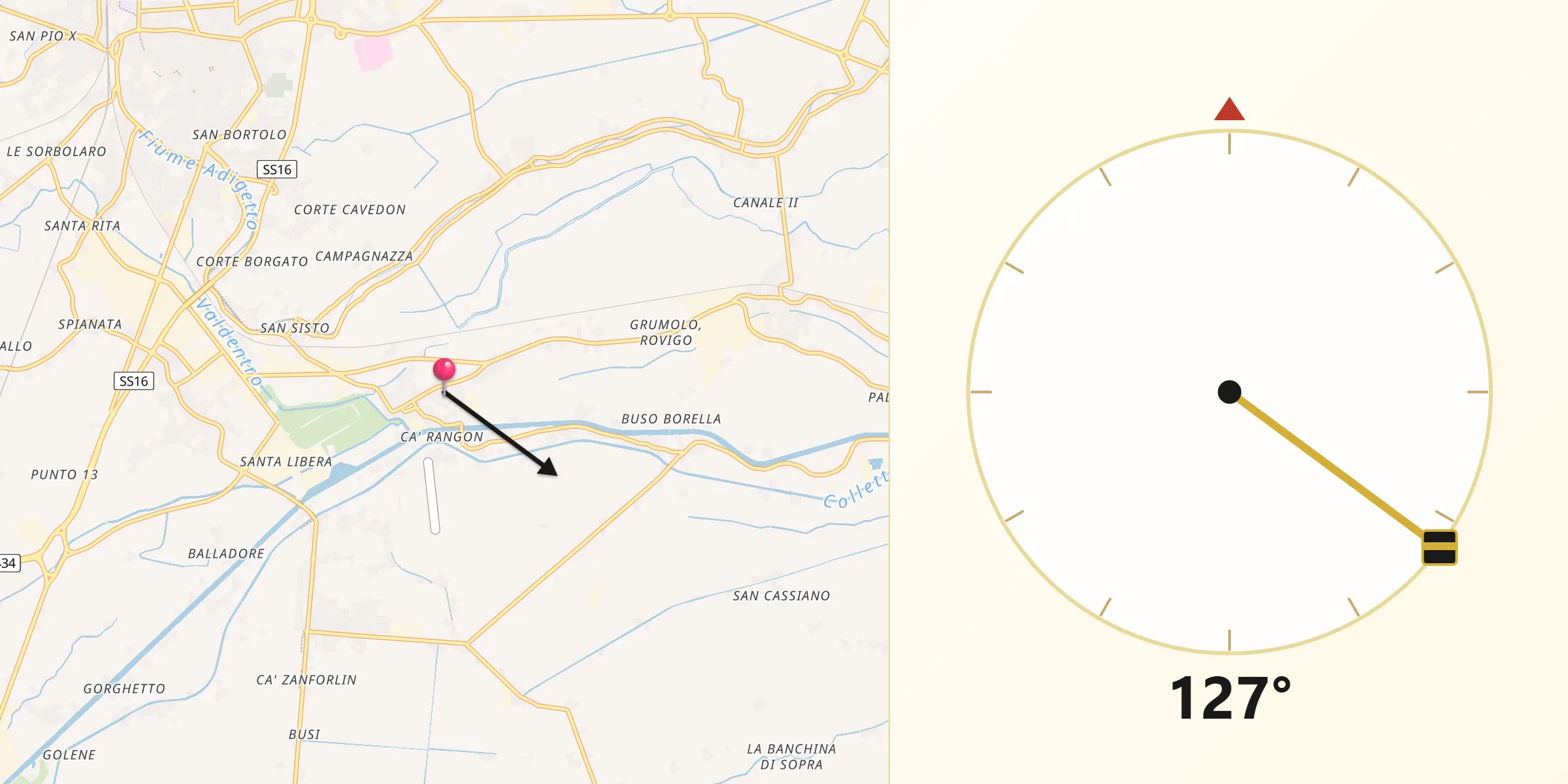 Direzione della Qibla da Sant'Apollinare