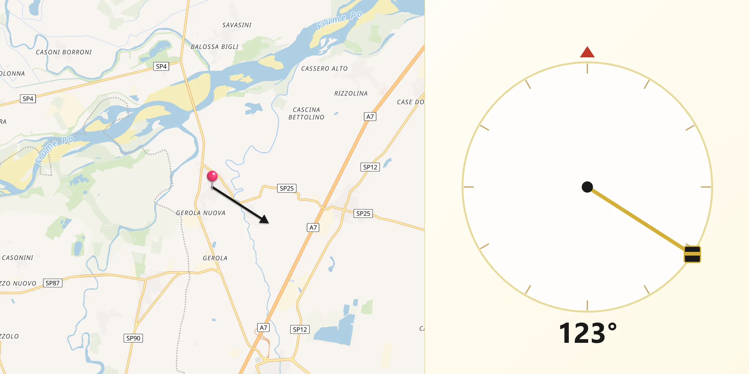 Direzione della Qibla da Cornale