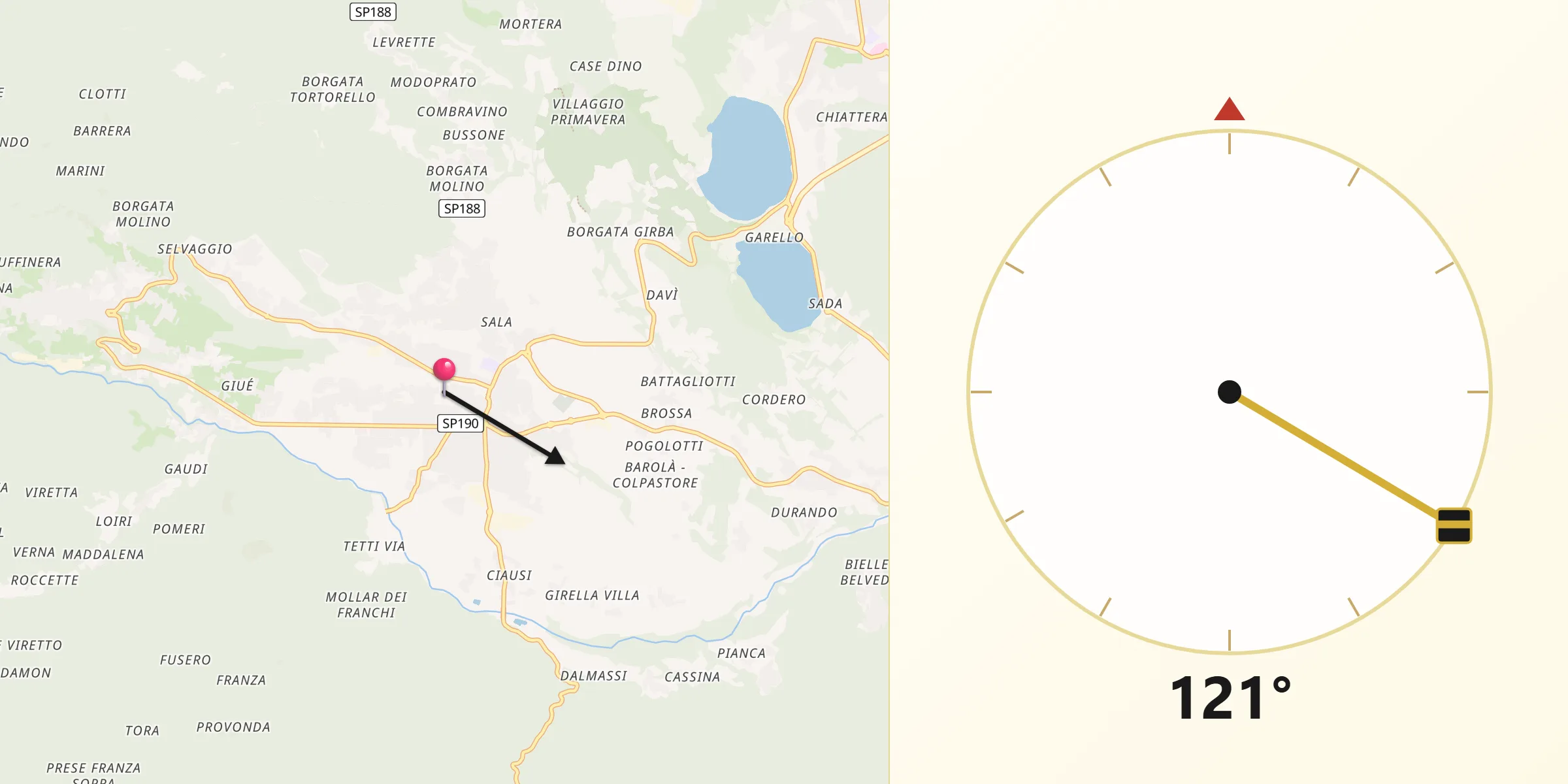 Direzione della Qibla da Giaveno