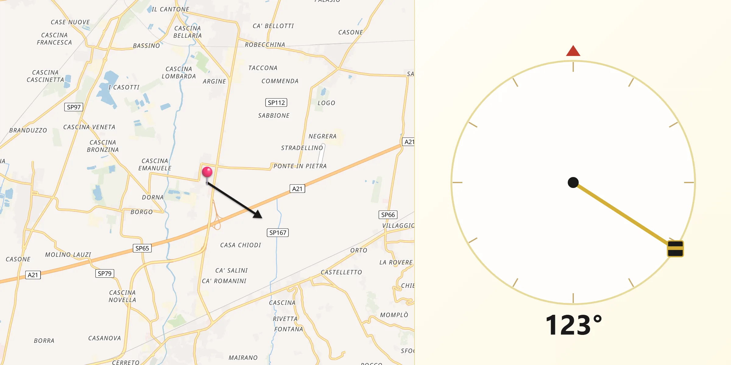 Direzione della Qibla da Casatisma