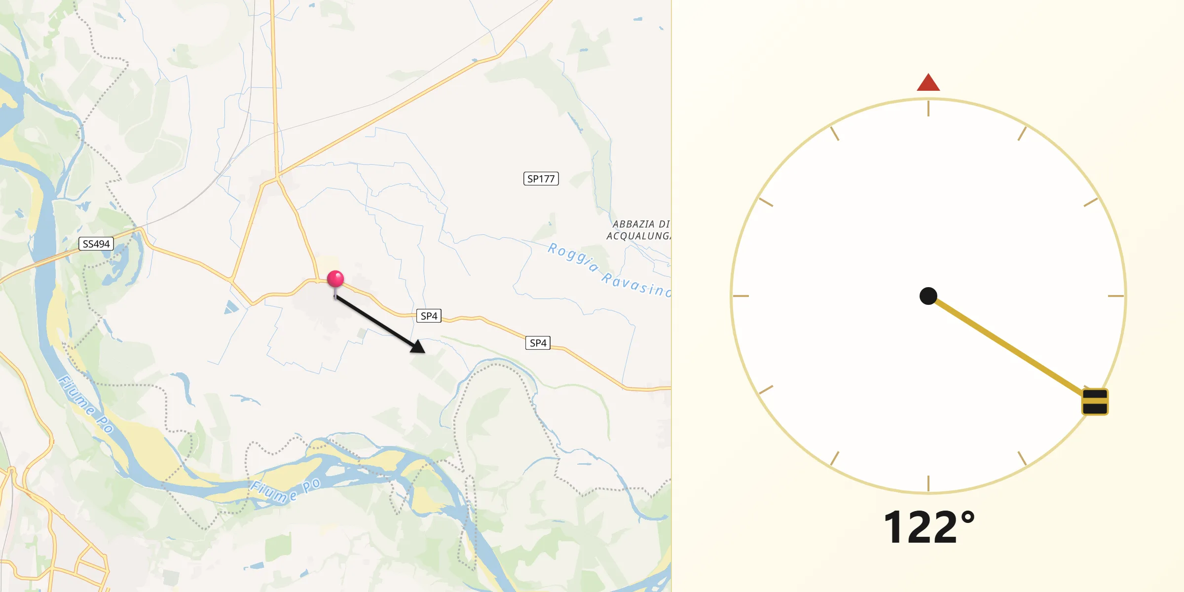 Direzione della Qibla da Frascarolo