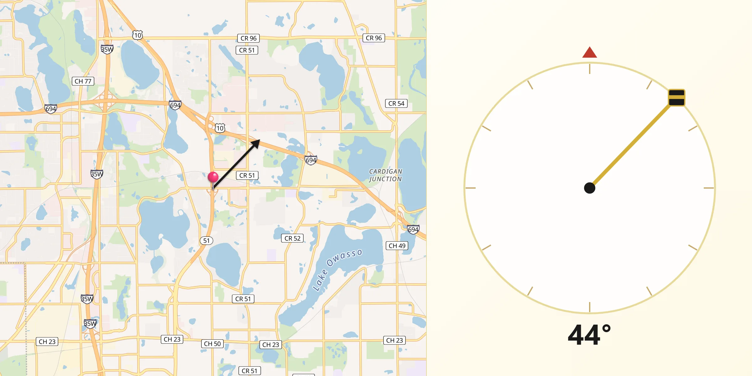 Qibla Direction from Arden Hills