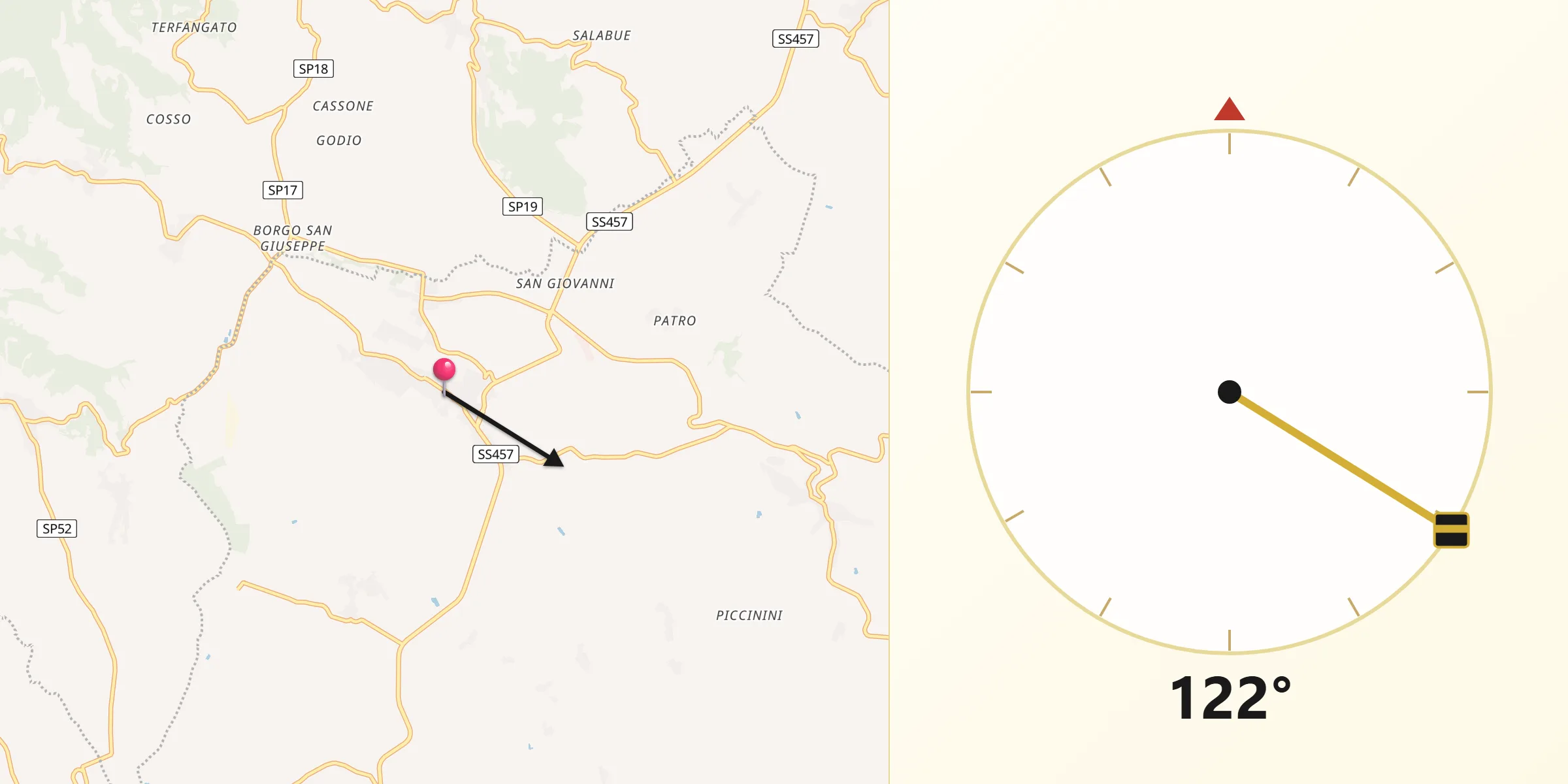 Direzione della Qibla da Moncalvo