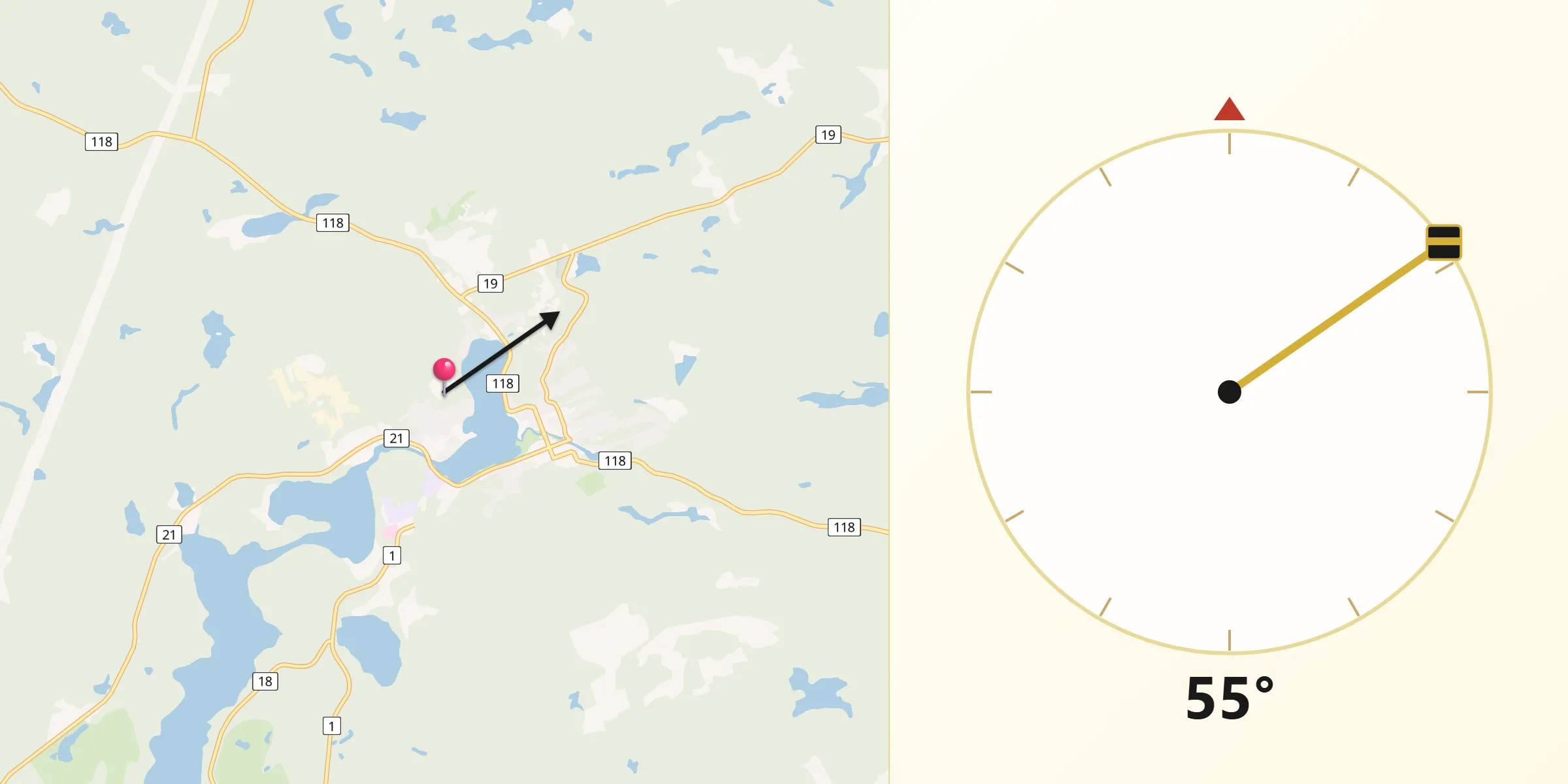 Qibla Direction from Haliburton Village