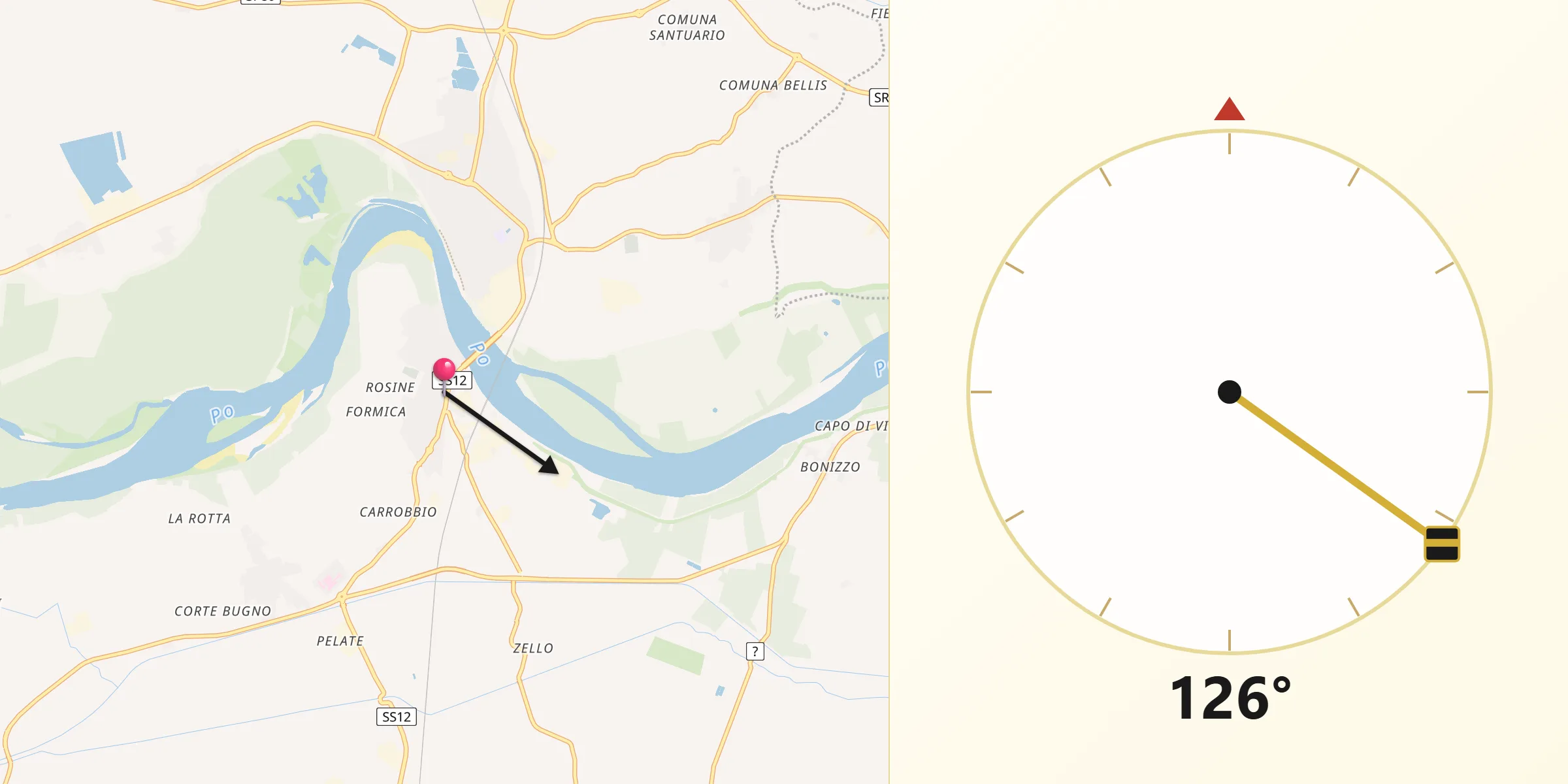 Direzione della Qibla da Revere