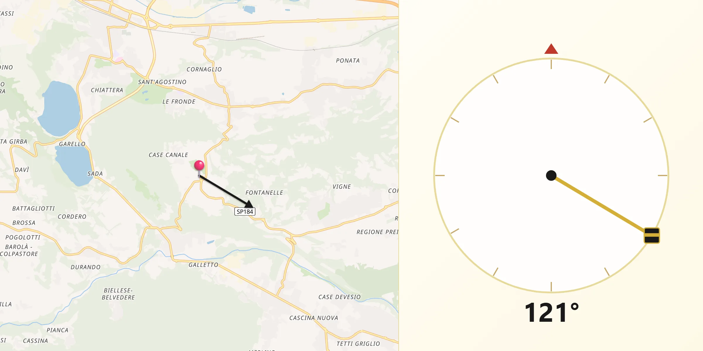 Direzione della Qibla da Reano