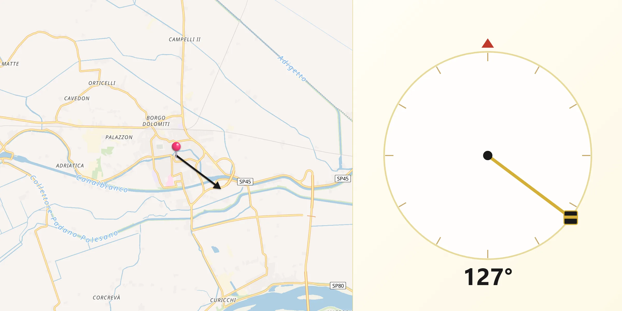 Direzione della Qibla da Adria
