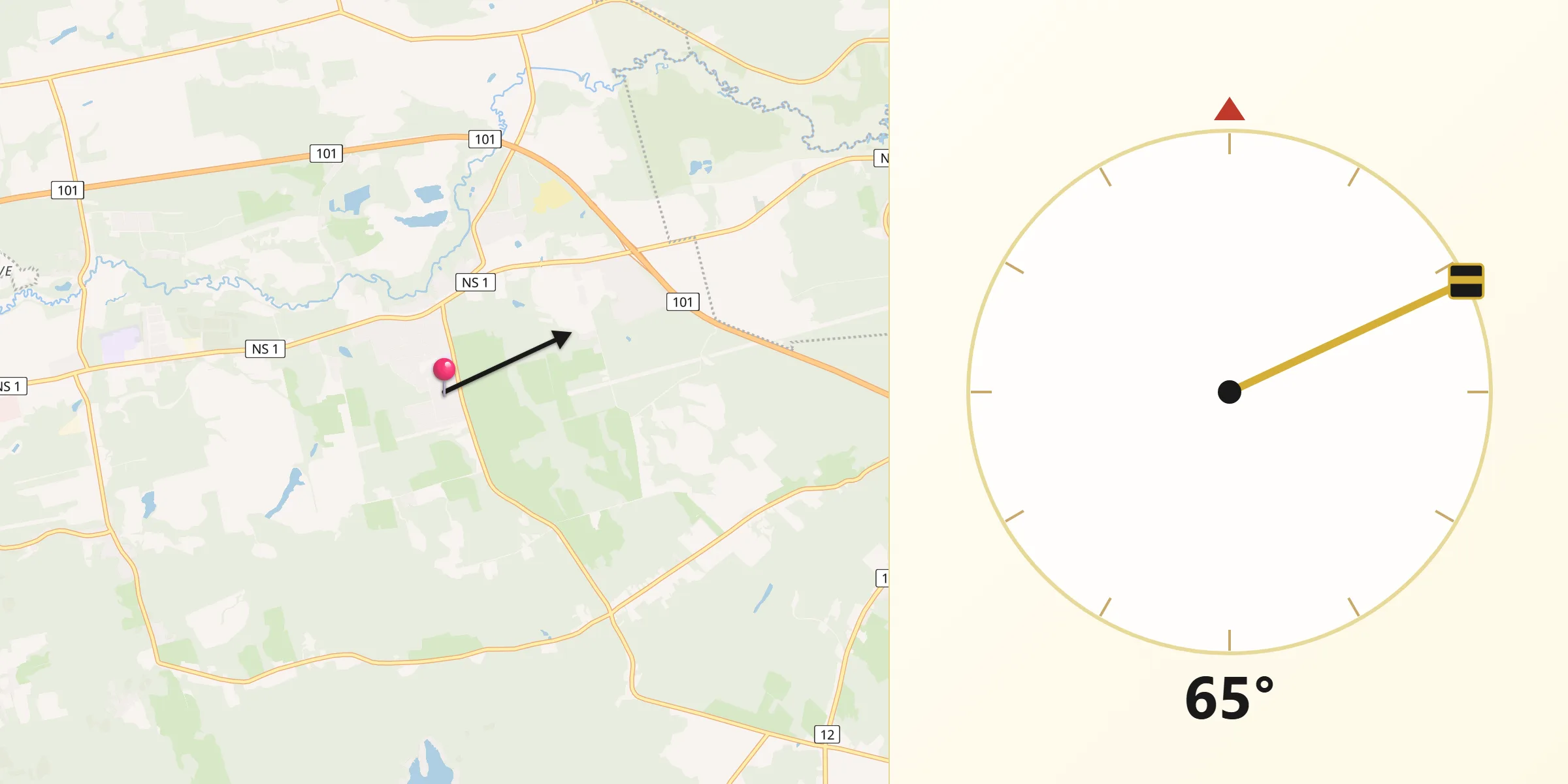 Qibla Direction from Hayes Subdivision