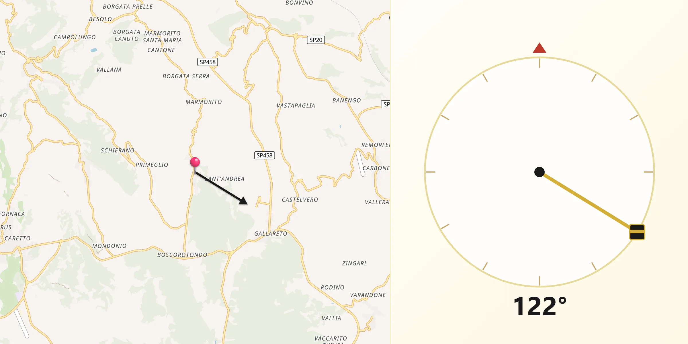 Direzione della Qibla da Passerano Marmorito