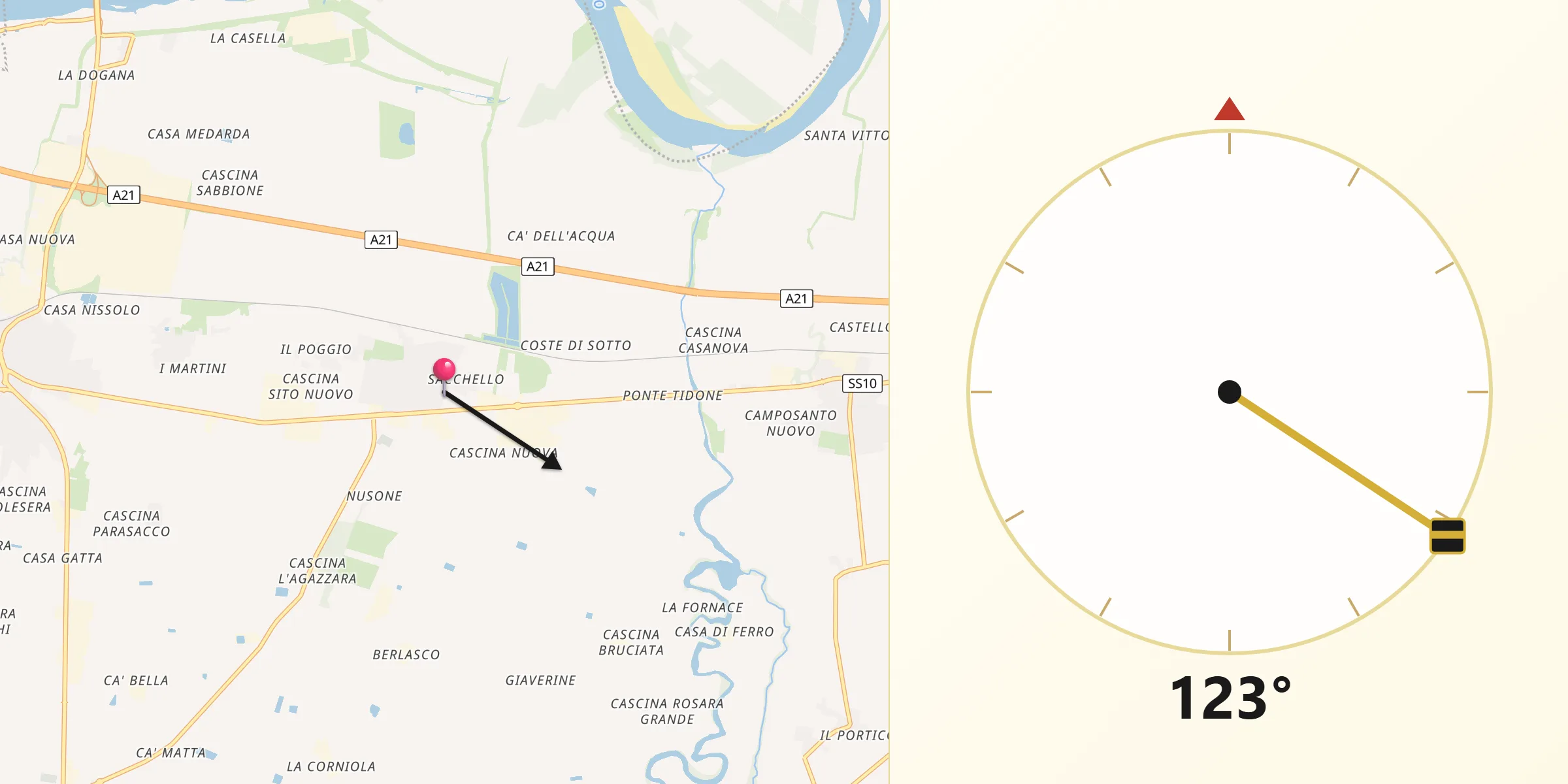 Direzione della Qibla da Sarmato