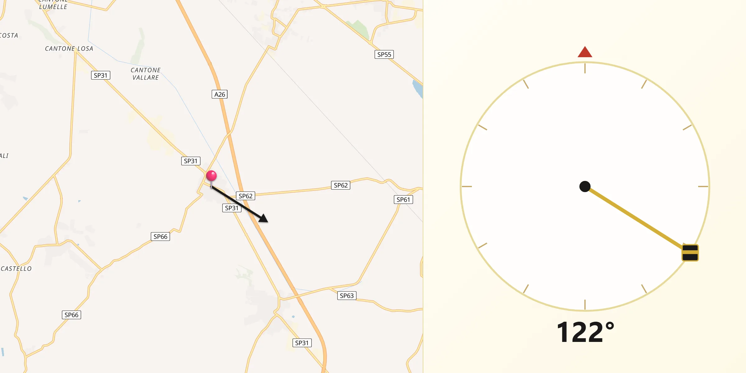 Direzione della Qibla da Occimiano