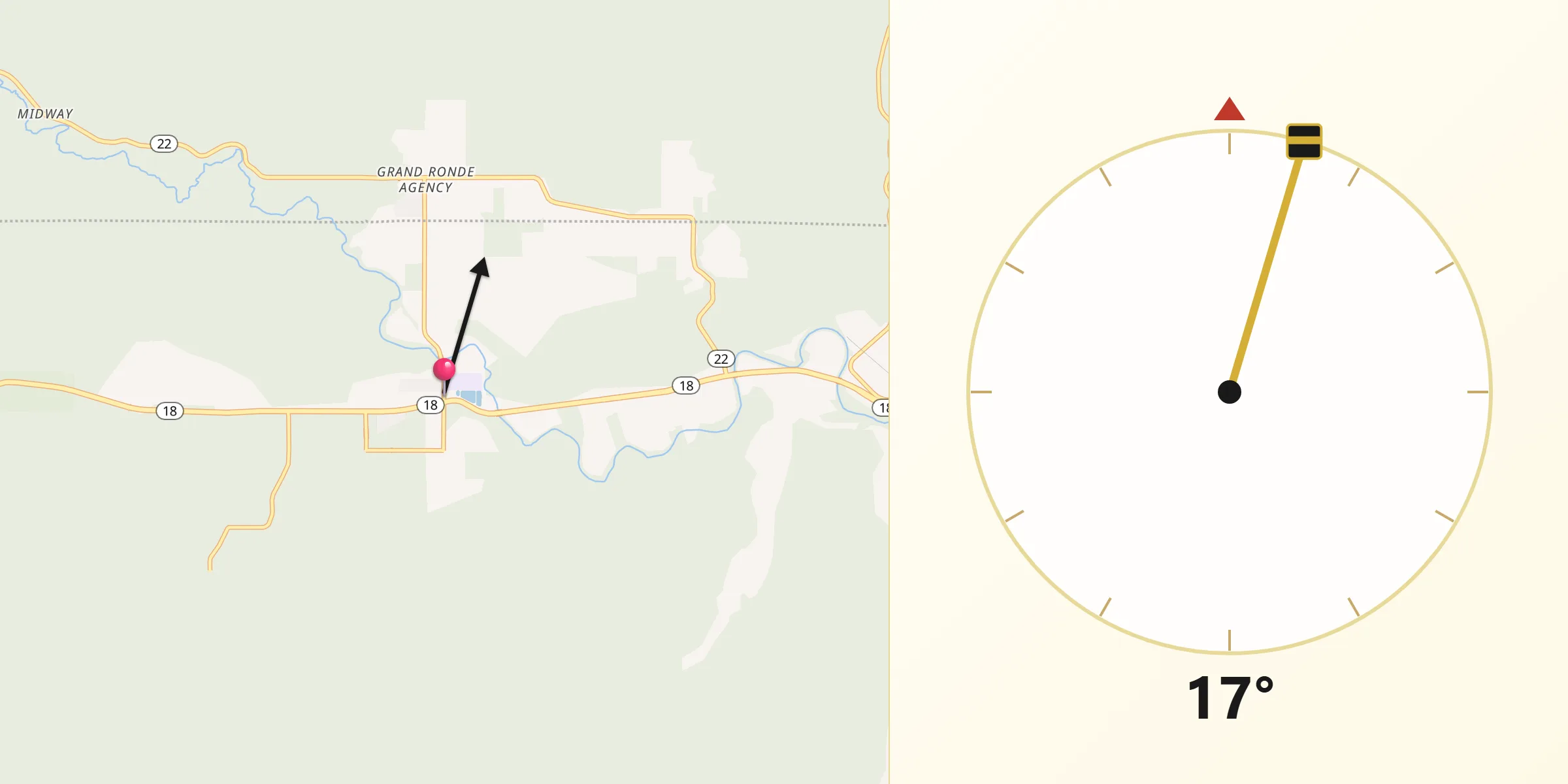Qibla Direction from Grand Ronde
