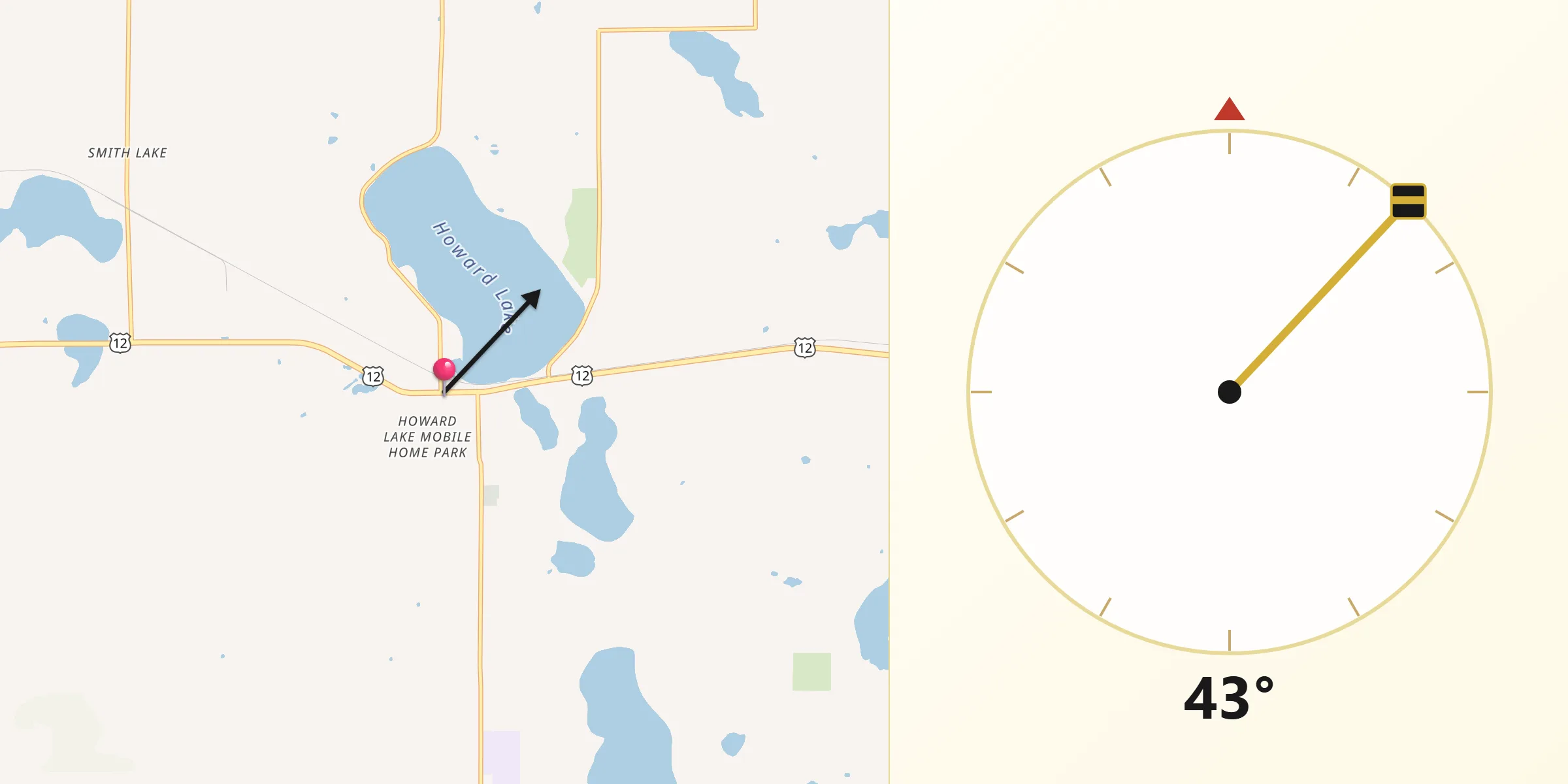 Qibla Direction from Howard Lake