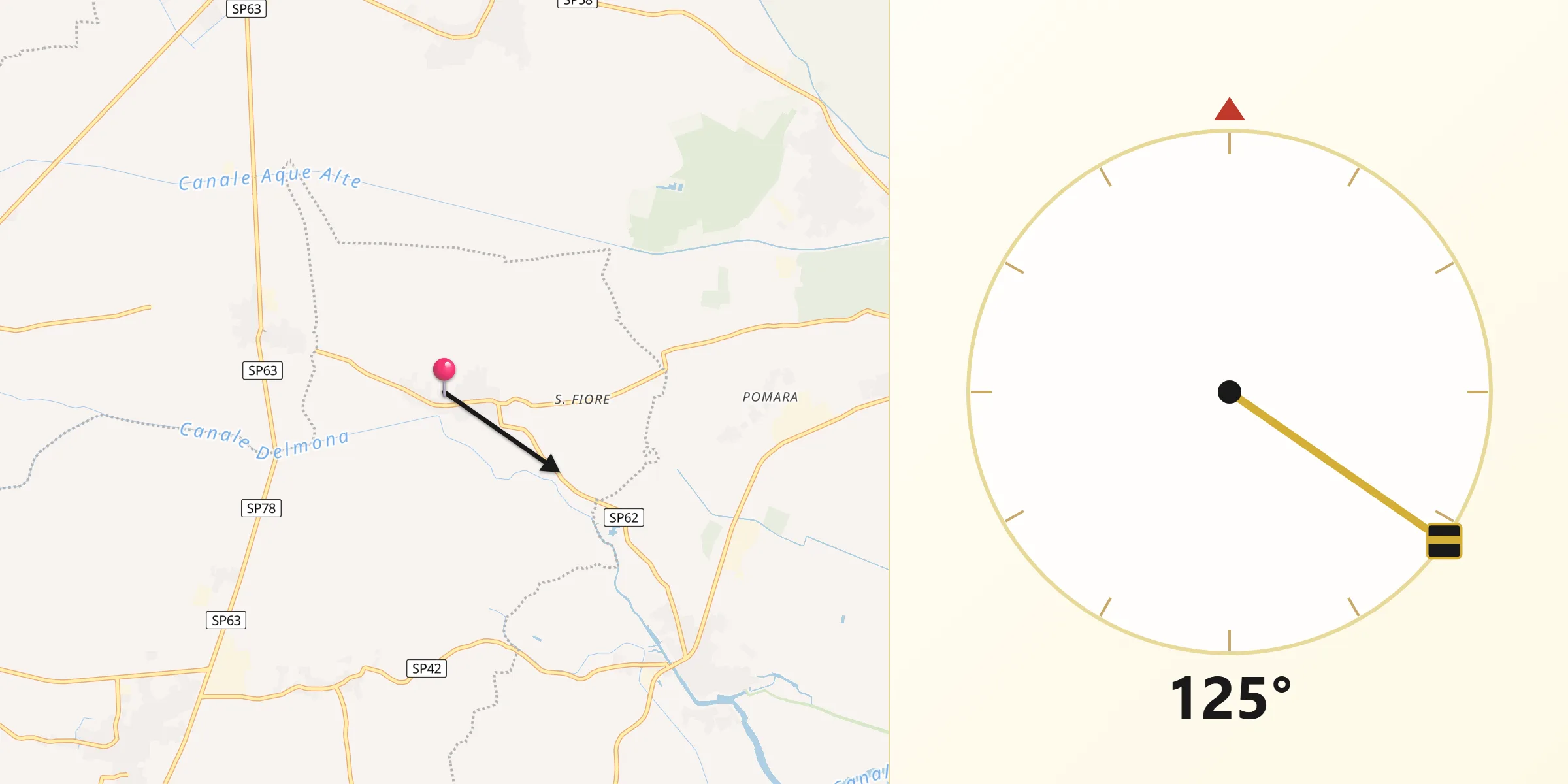 Direzione della Qibla da Spineda