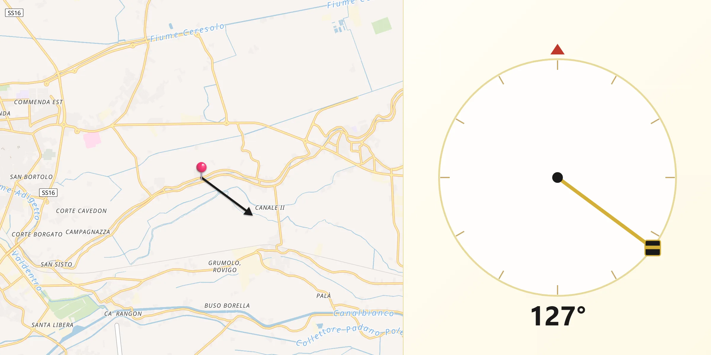 Direzione della Qibla da Buso
