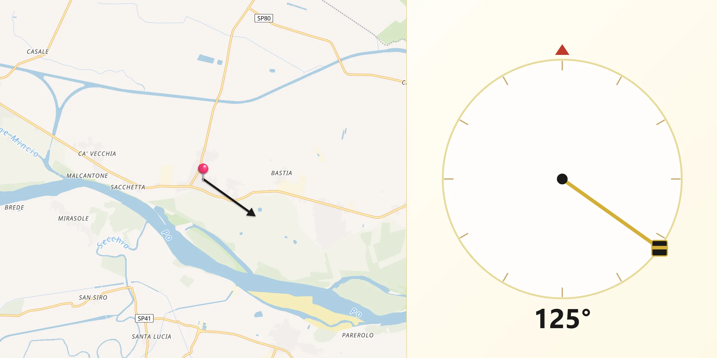 Direzione della Qibla da Sustinente