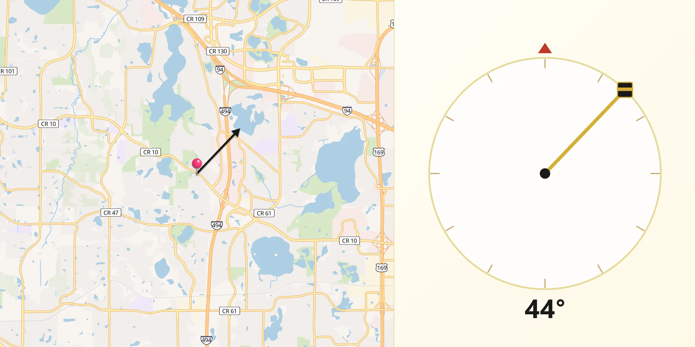 Qibla Direction from Maple Grove