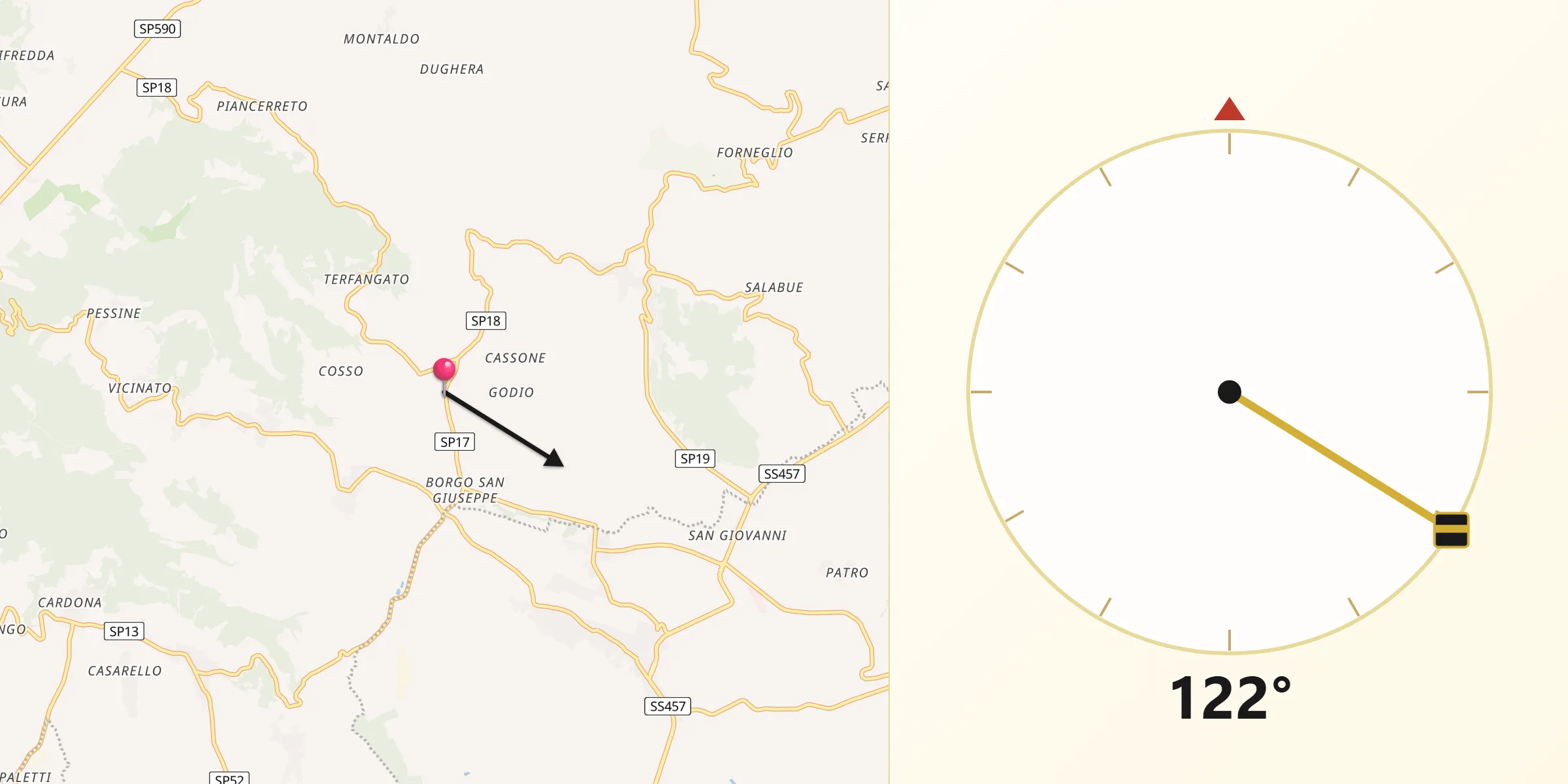 Direzione della Qibla da Castelletto Merli