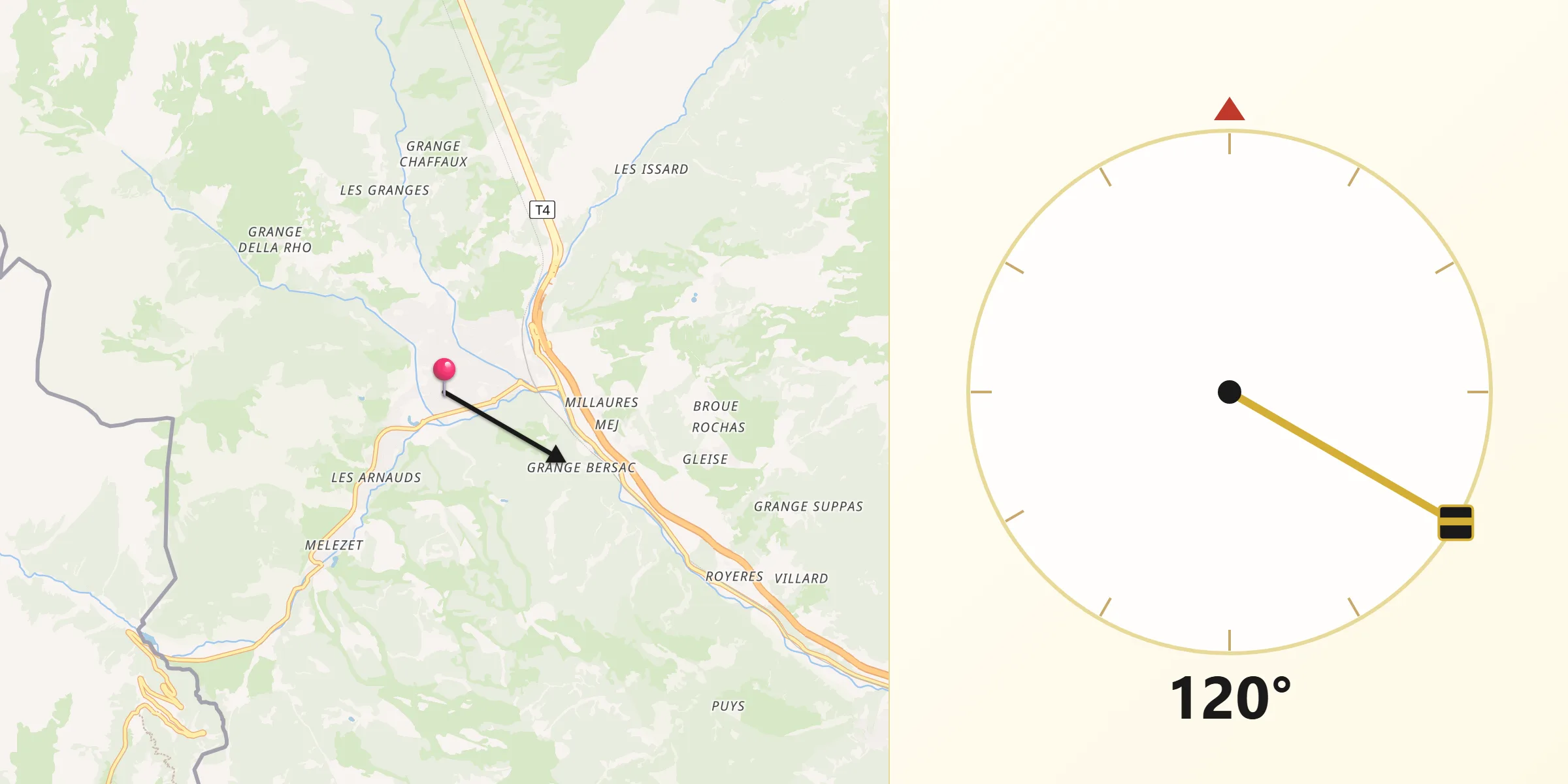 Direzione della Qibla da Bardonecchia