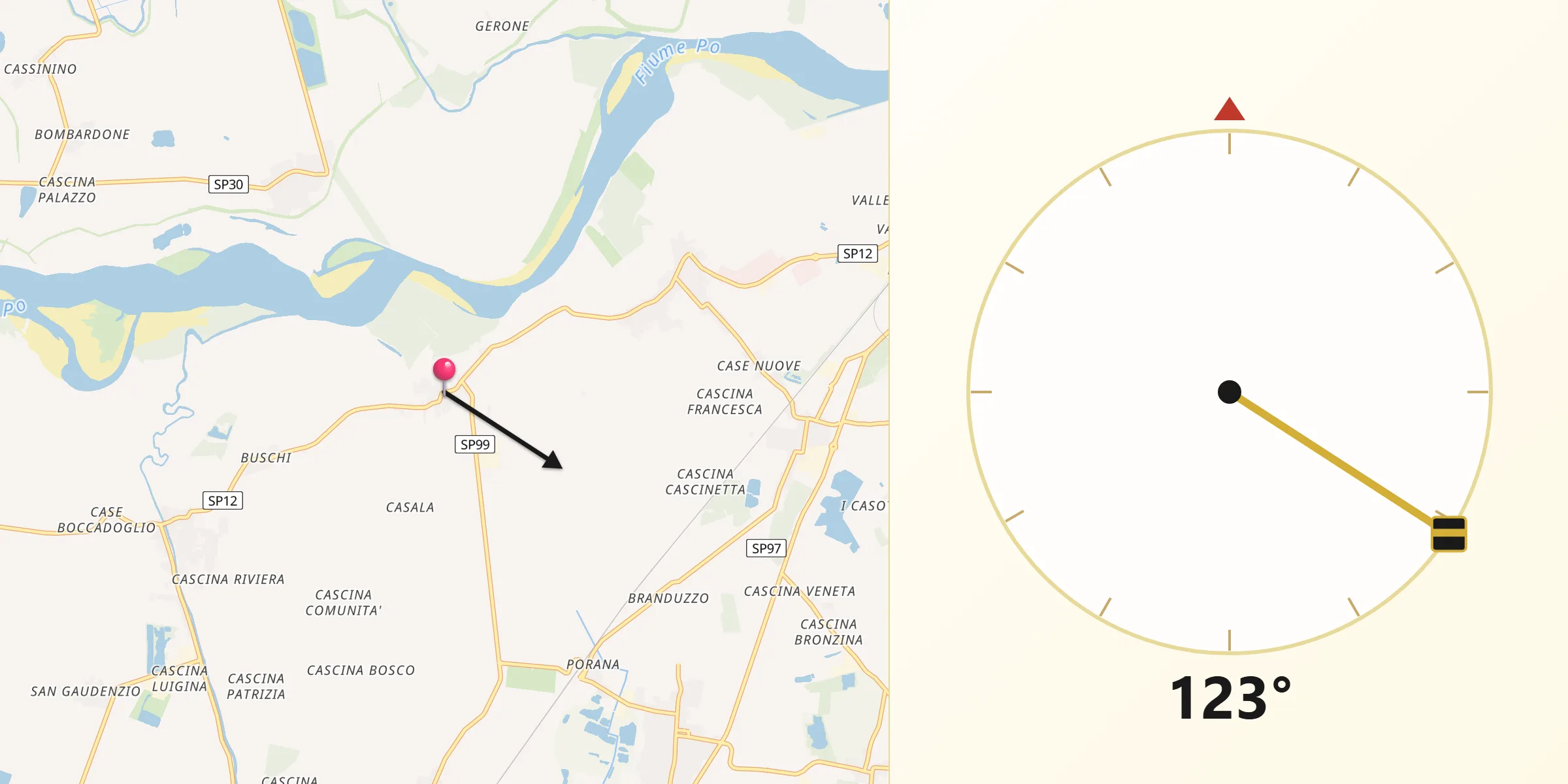Direzione della Qibla da Pancarana