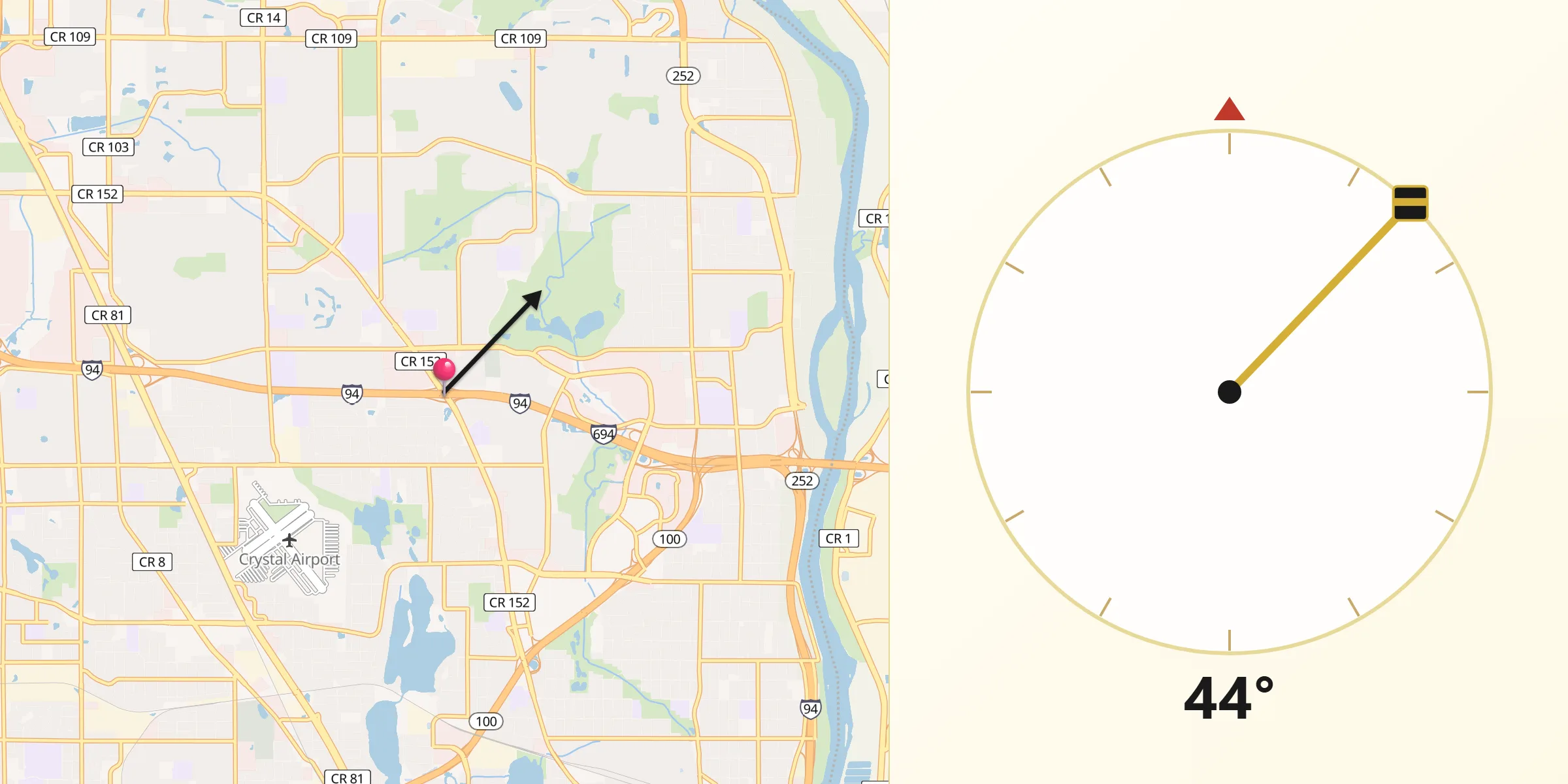 Qibla Direction from Brooklyn Center