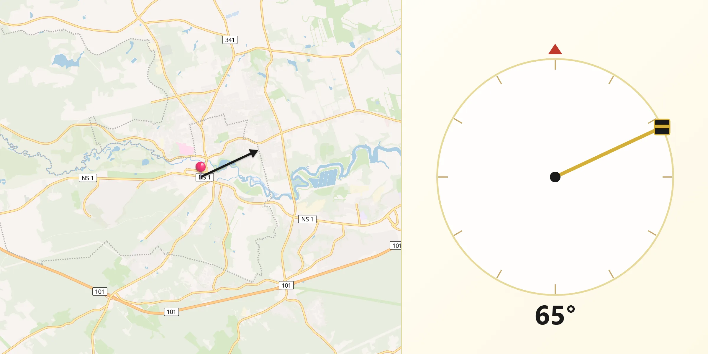 Qibla Direction from Kentville