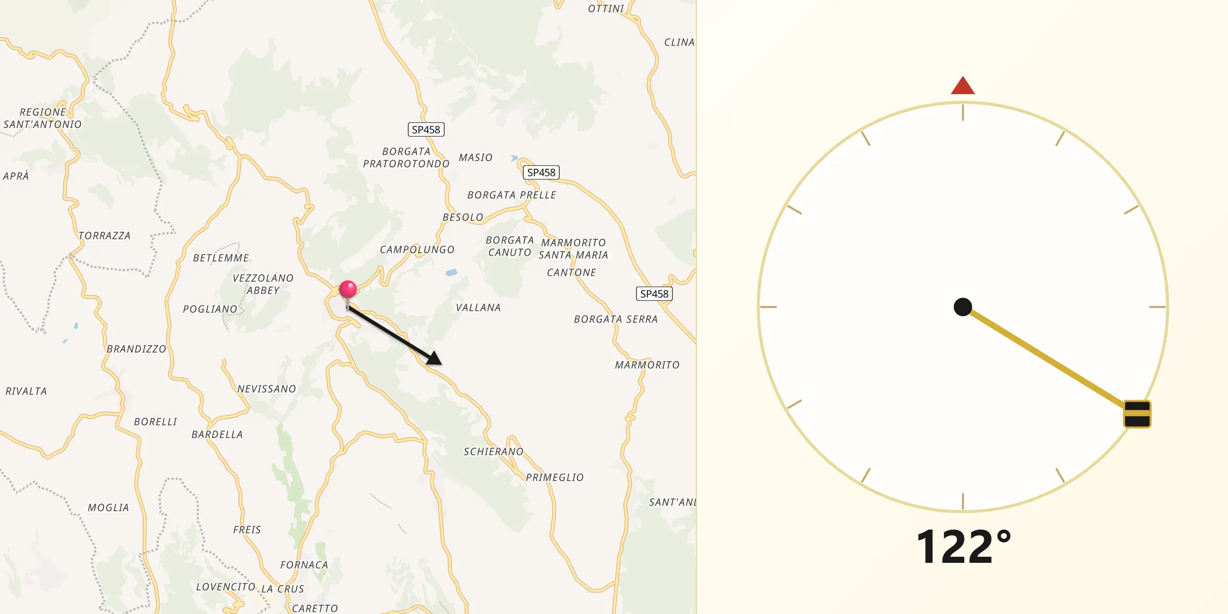 Direzione della Qibla da Albugnano