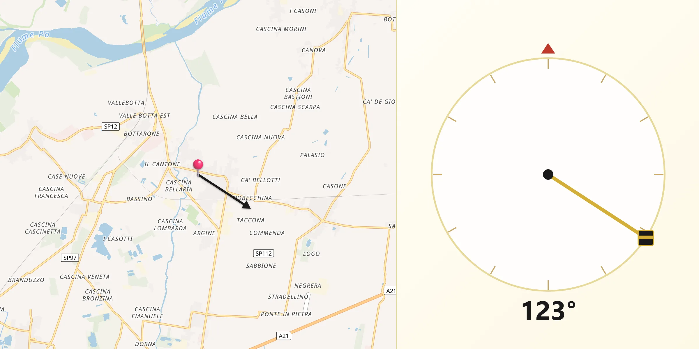 Direzione della Qibla da Bressana