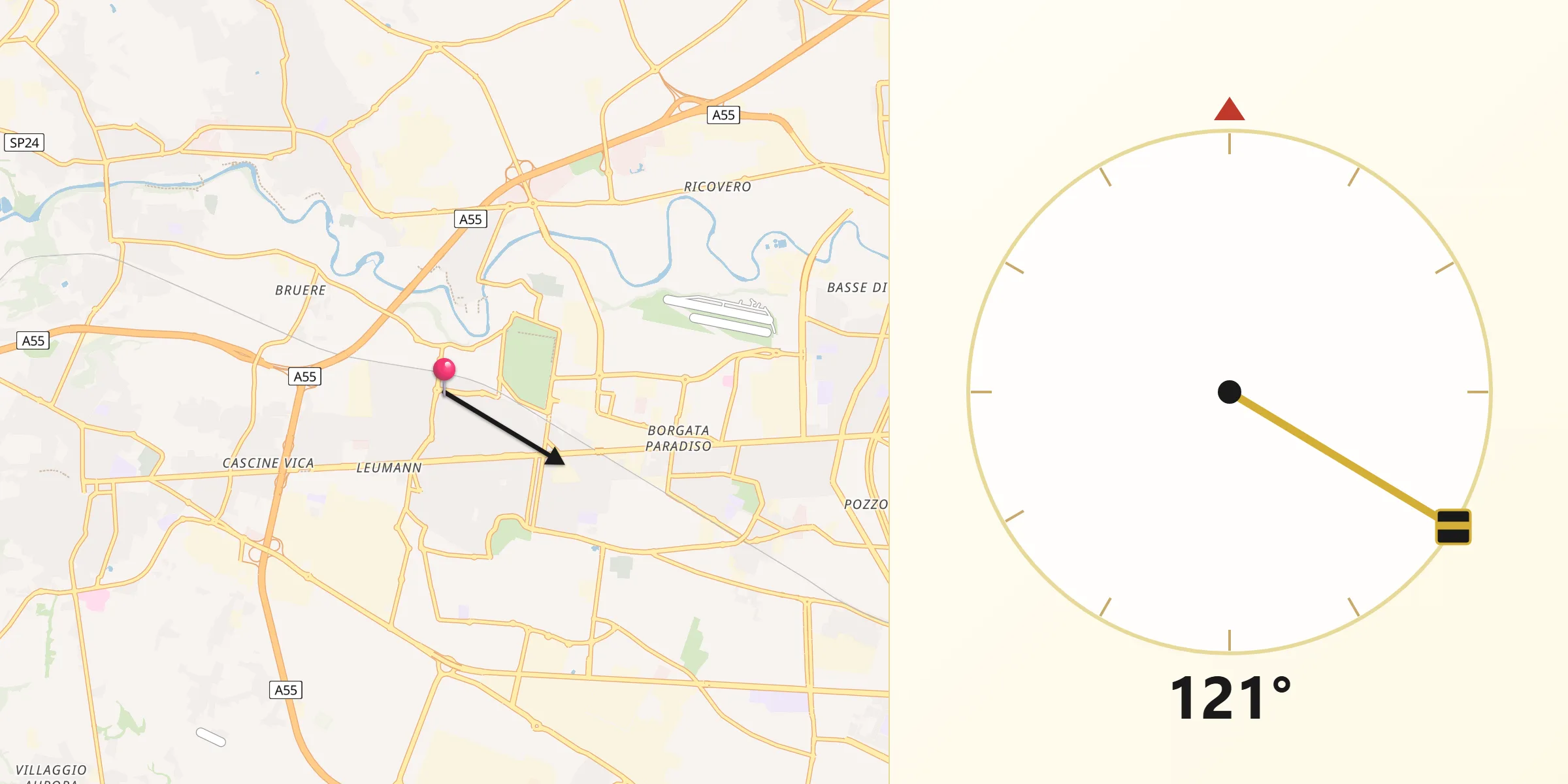 Direzione della Qibla da Collegno