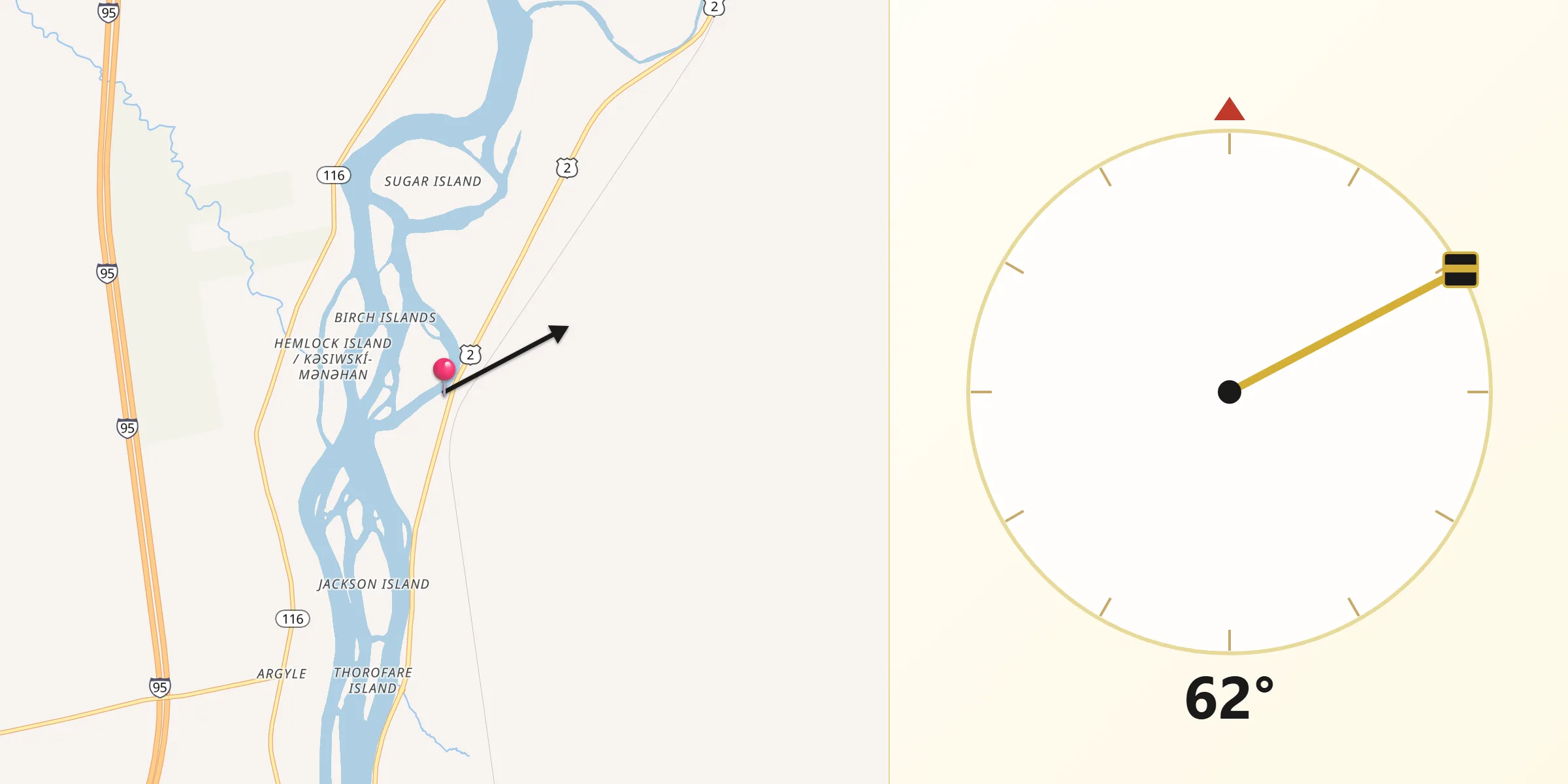 Qibla Direction from Greenbush