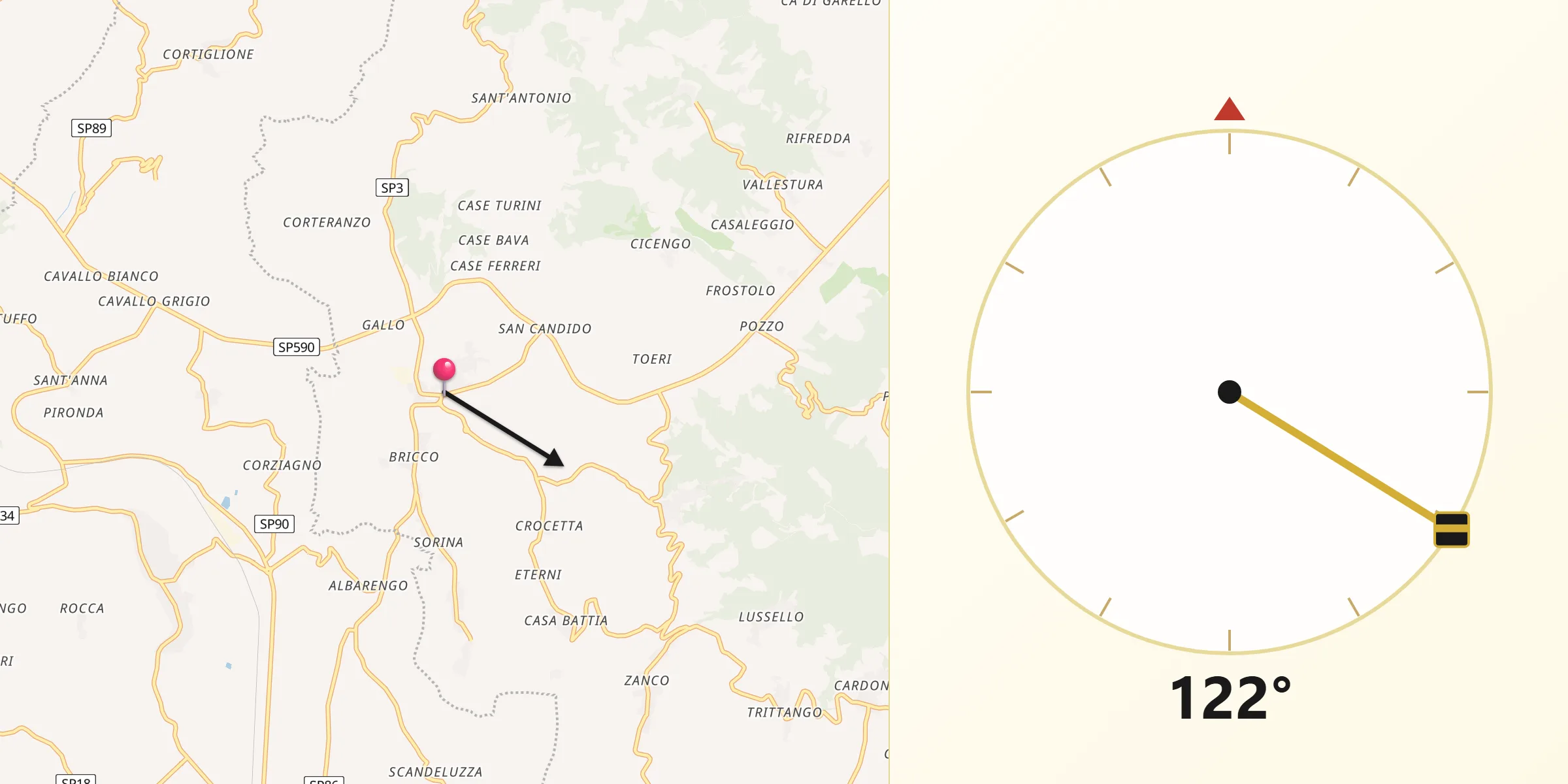 Direzione della Qibla da Murisengo