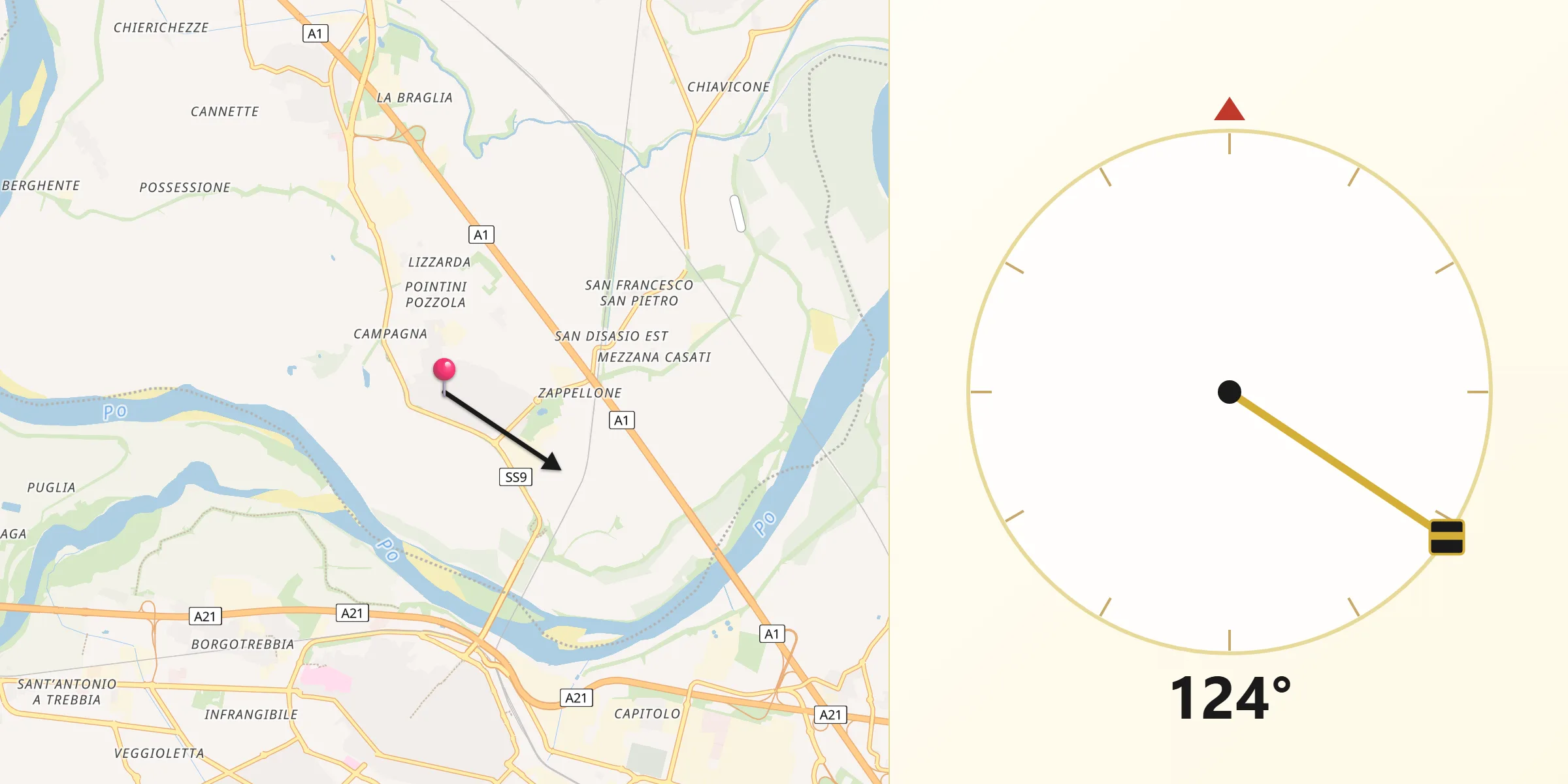 Direzione della Qibla da San Rocco al Porto