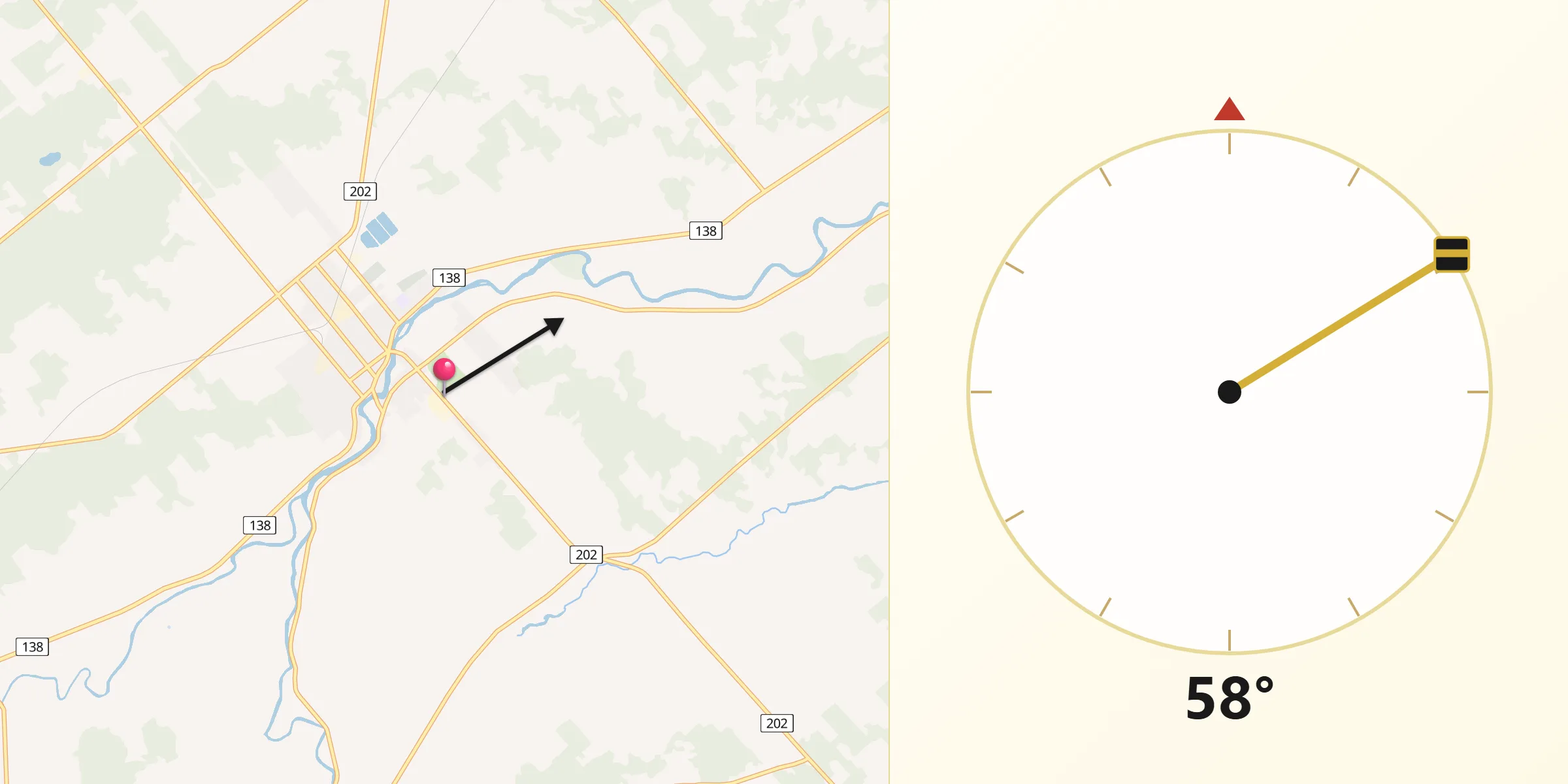 Qibla Direction from Huntingdon