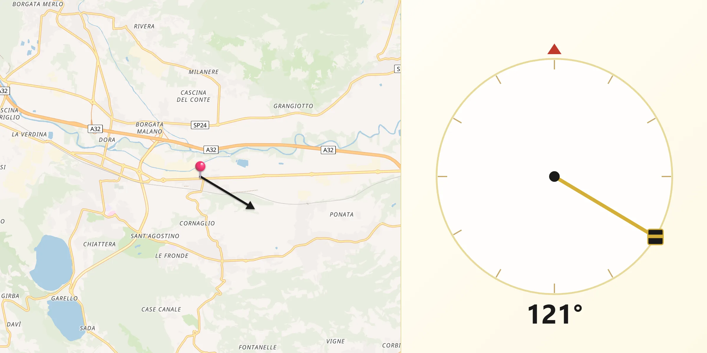 Direzione della Qibla da Ferriera