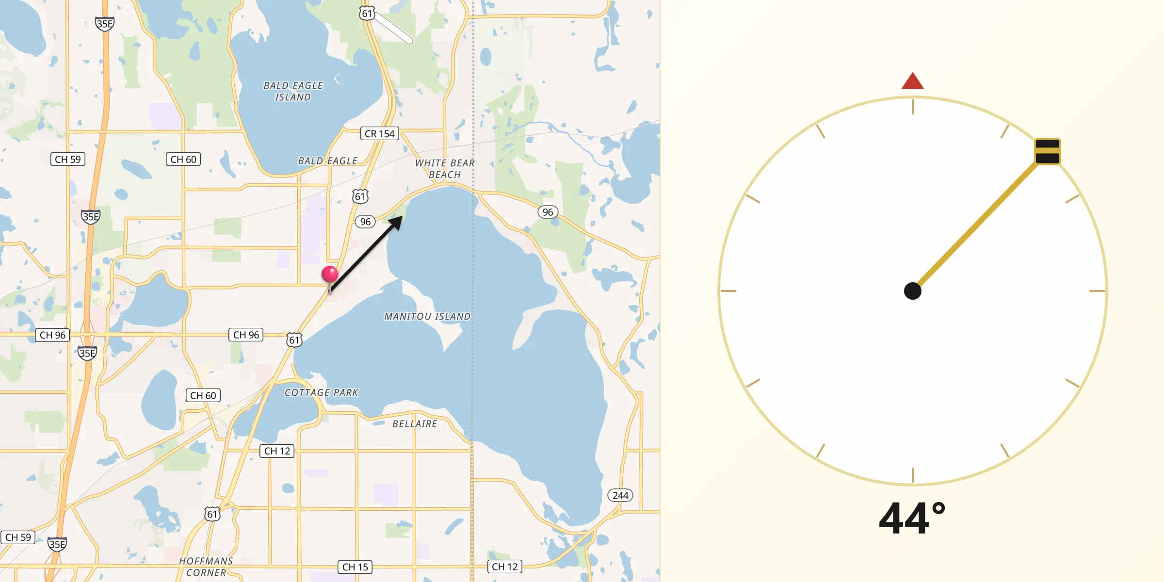 Qibla Direction from White Bear Lake