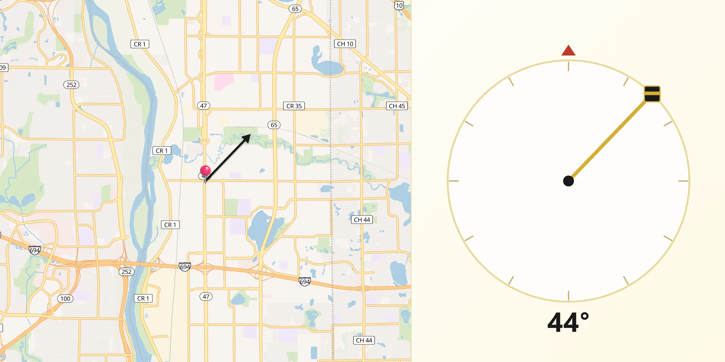 Qibla Direction from Fridley