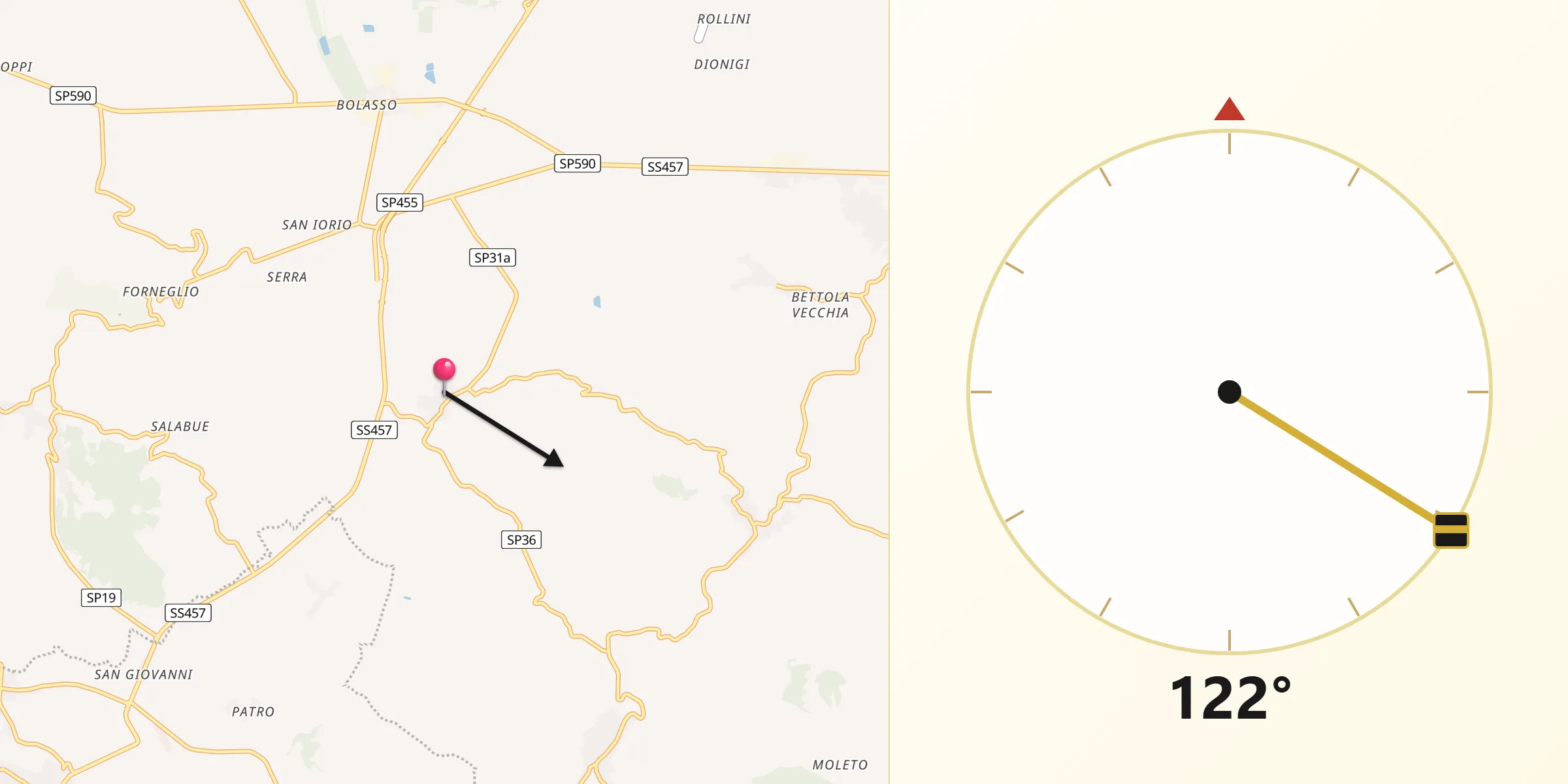 Direzione della Qibla da Cereseto