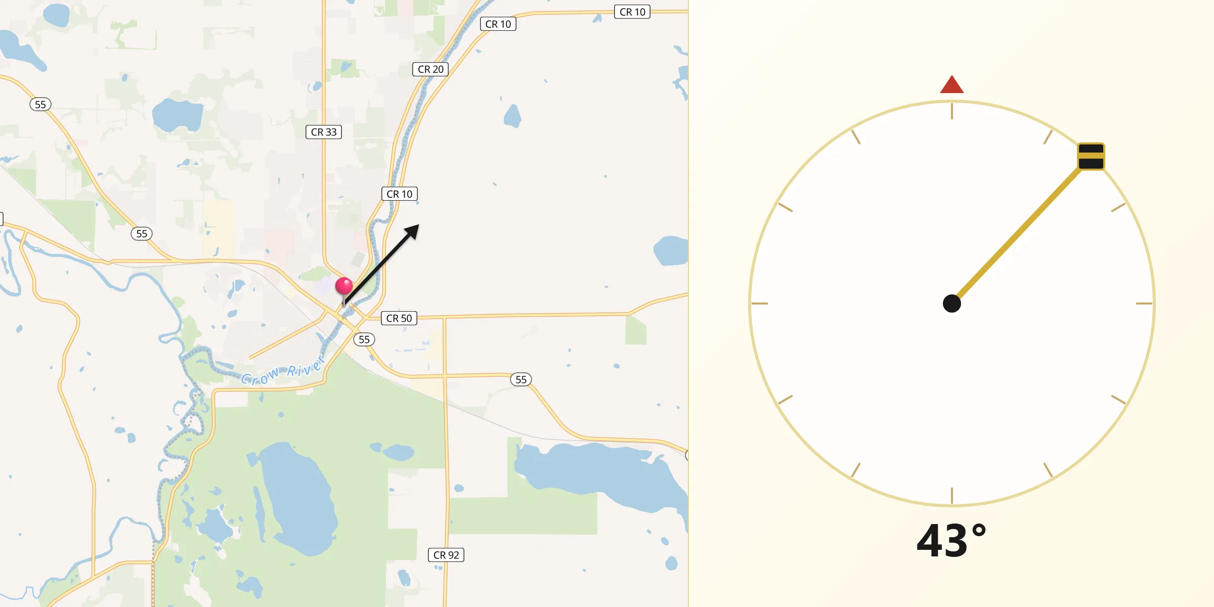Dirección de la Qibla desde Rockford