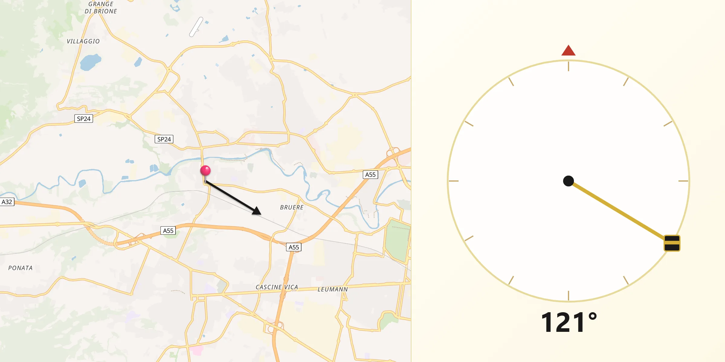 Direzione della Qibla da Alpignano