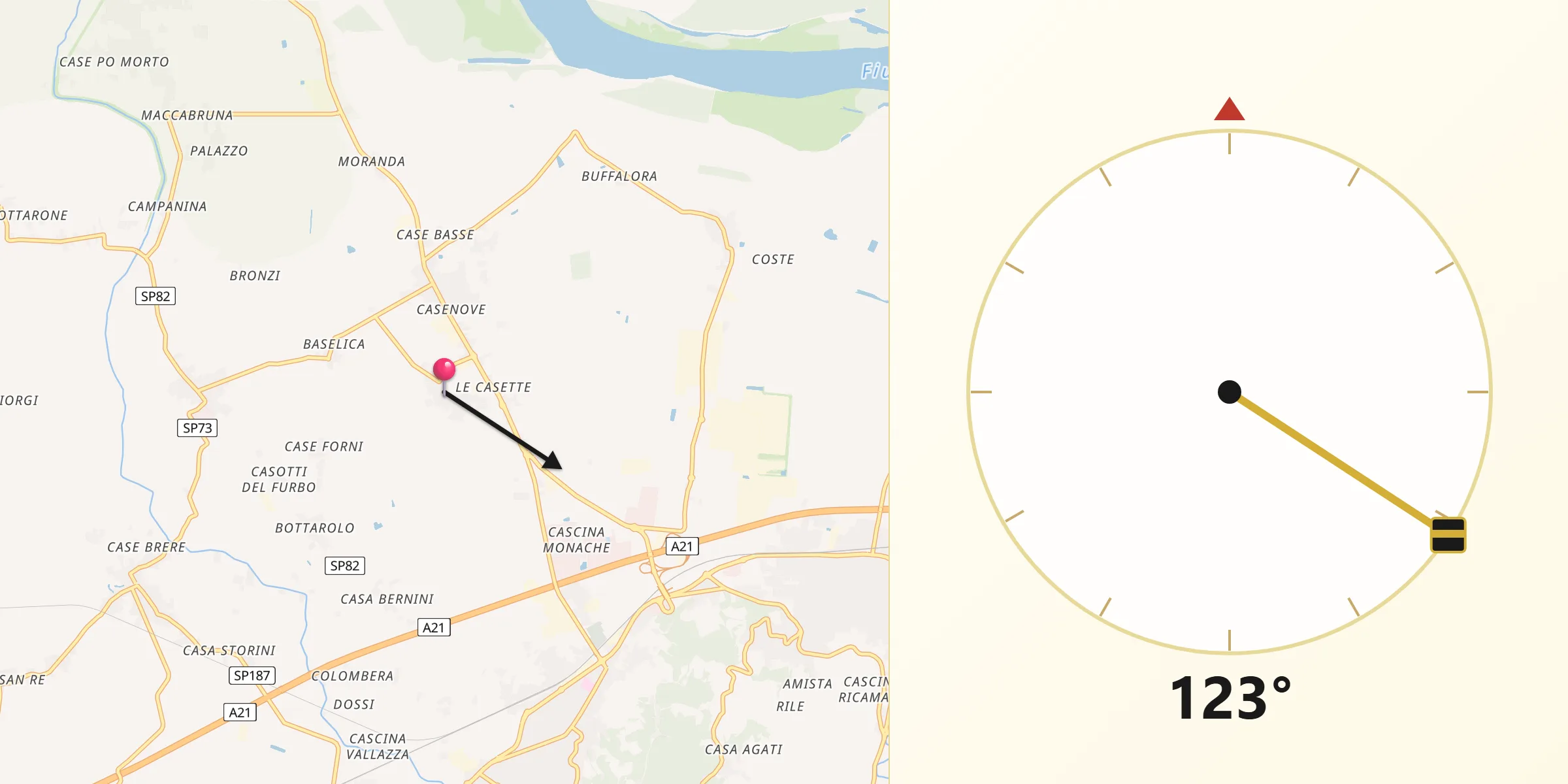Direzione della Qibla da Campospinoso